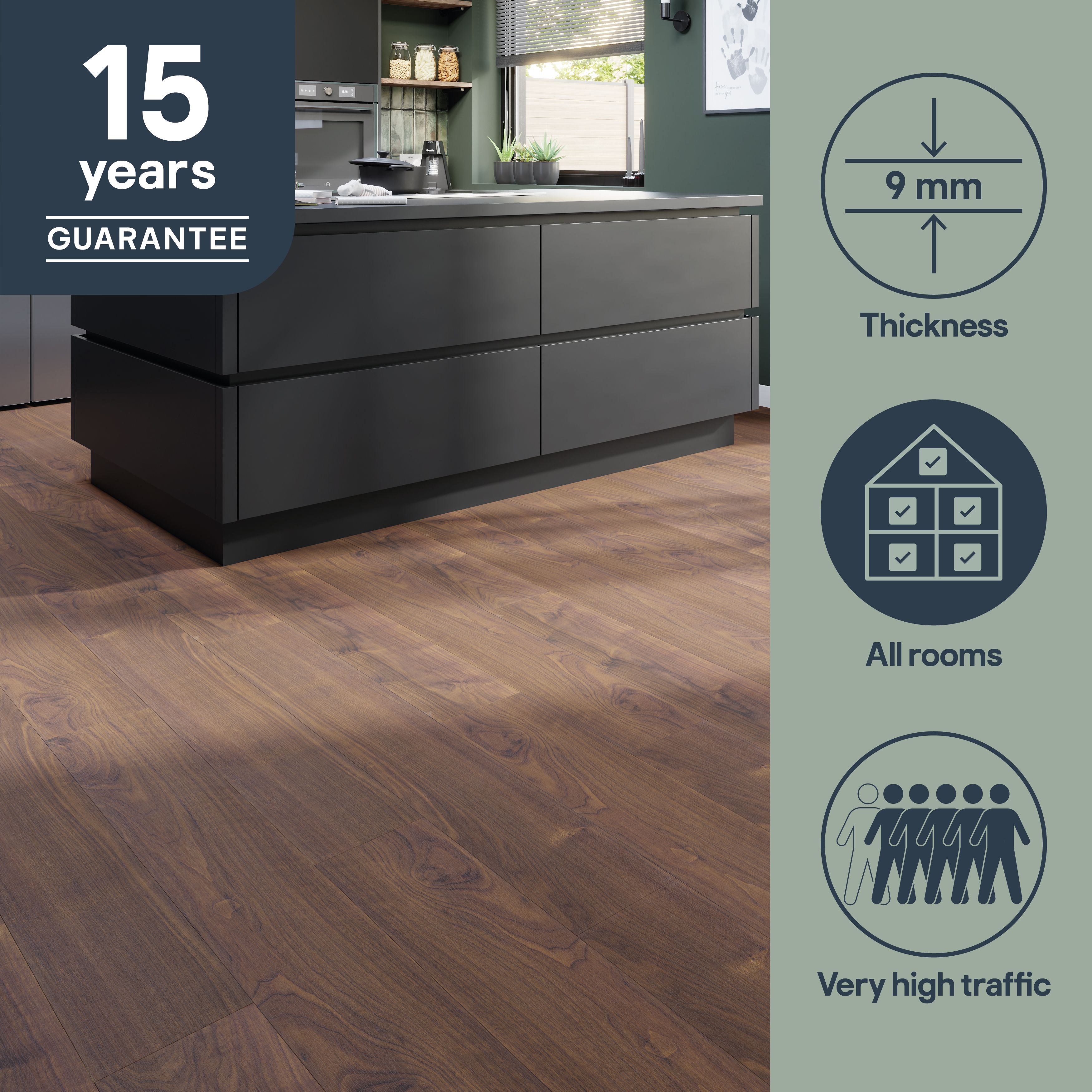 GoodHome Classy Dark Brown Oak effect Composite Click flooring, 1.98m²