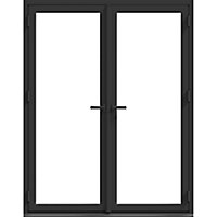 GoodHome Clear Glazed Grey Aluminium External French Patio door & frame, (H)2090mm (W)1790mm