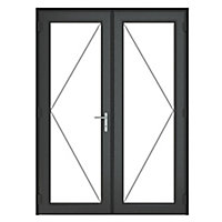 GoodHome Clear Glazed Grey uPVC External Patio door & frame, (H)2090mm (W)1490mm