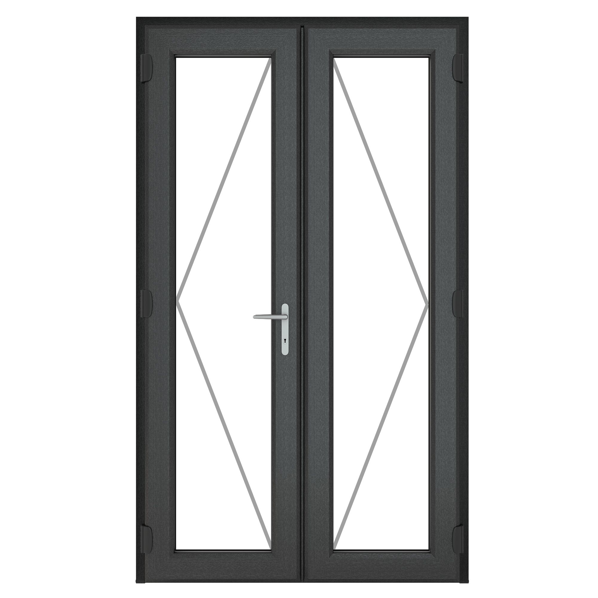 GoodHome Clear Glazed Grey uPVC Patio door & frame with 2 panes, (H)2090mm (W)1190mm External