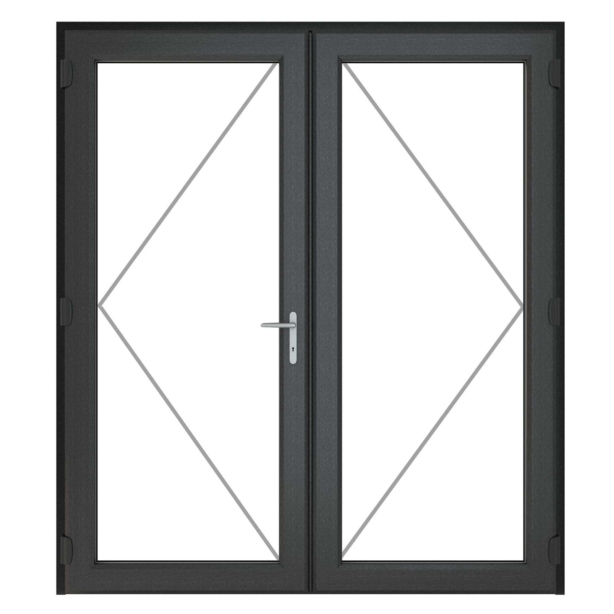 GoodHome Clear Glazed Grey uPVC Patio door & frame with 2 panes, (H)2090mm (W)1790mm External