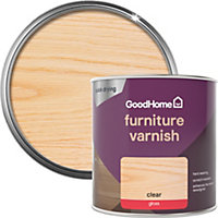 GoodHome Clear Gloss Multi-surface Furniture Wood varnish, 250ml