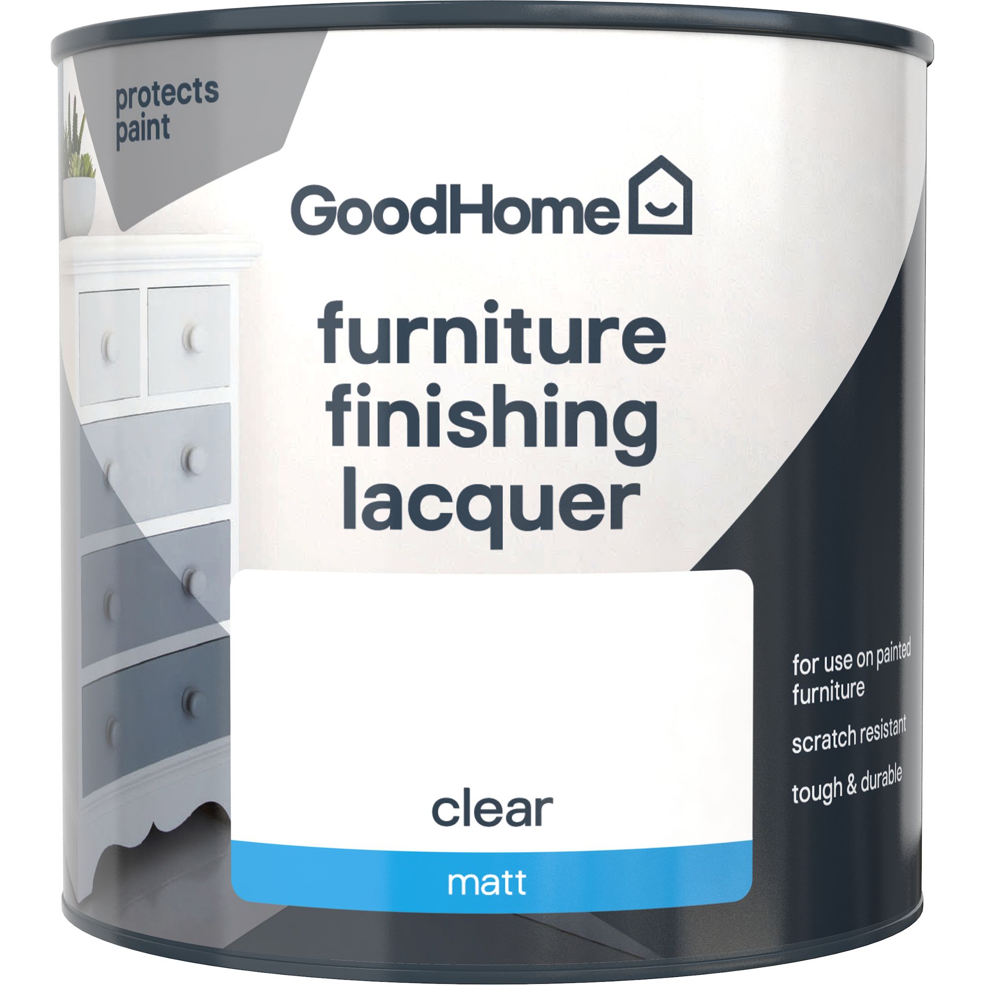 GoodHome Clear Matt Painted wood Painted furniture Lacquer, 500ml