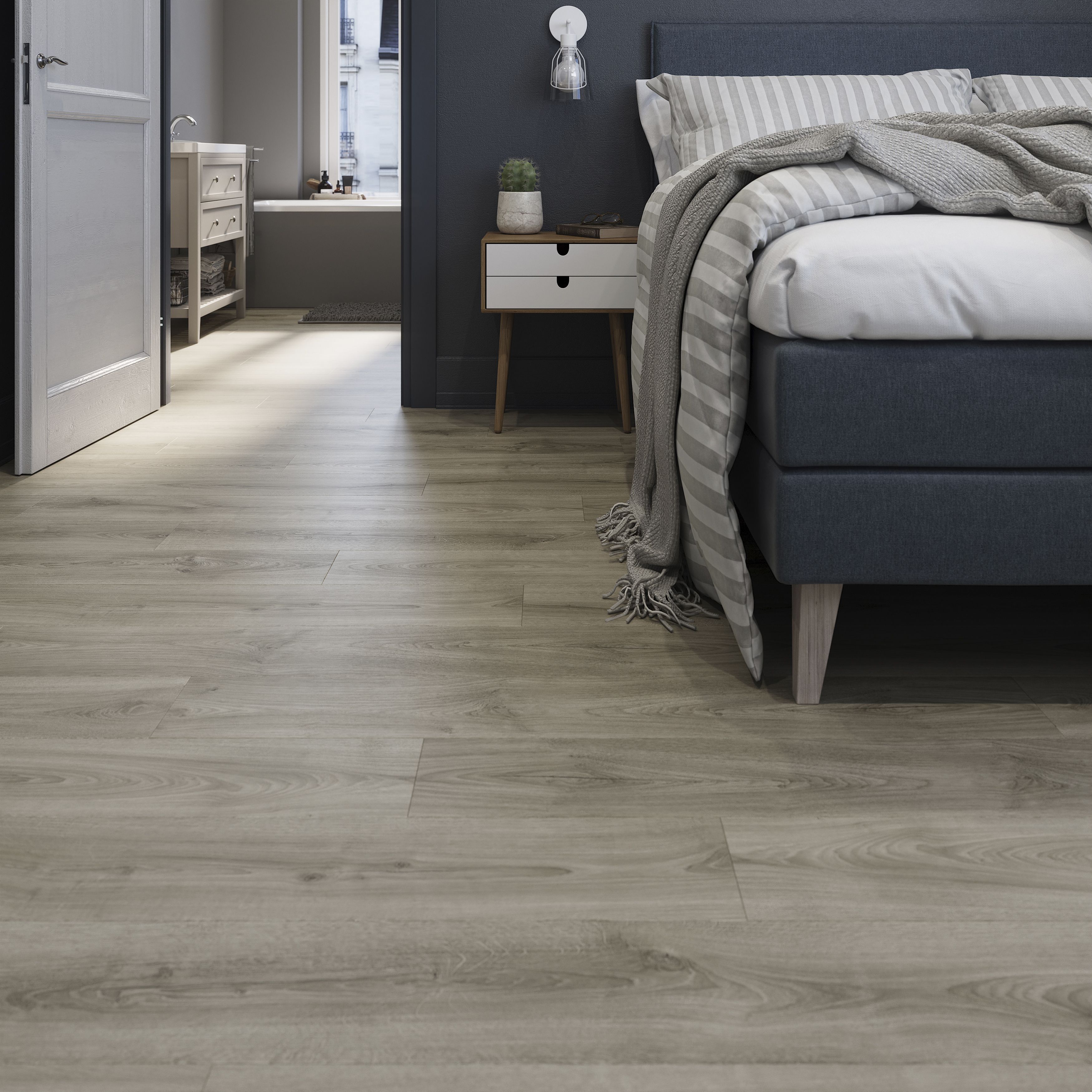 GoodHome Cleobury Grey Parquet look Oak effect Laminate Flooring, 1.69m²