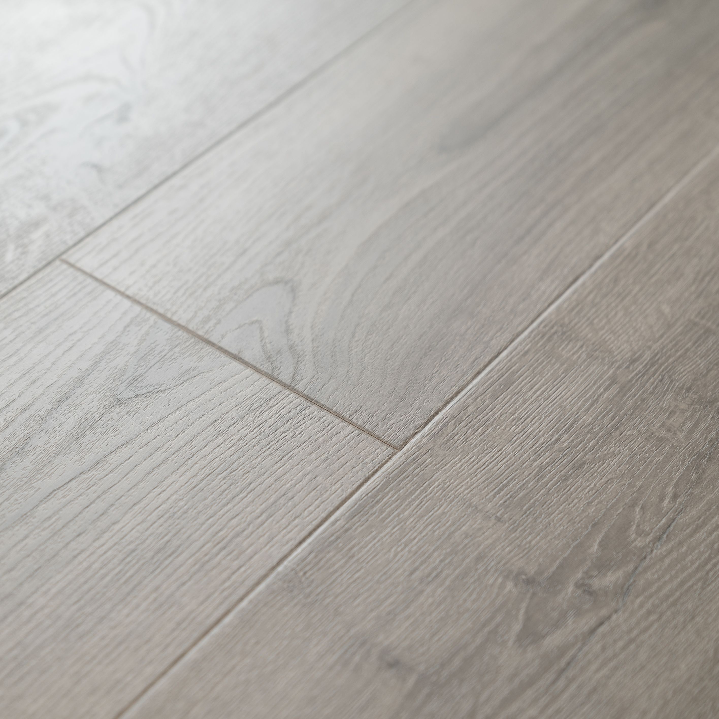 GoodHome Cleobury Grey Structured Oak effect Laminate flooring Sample