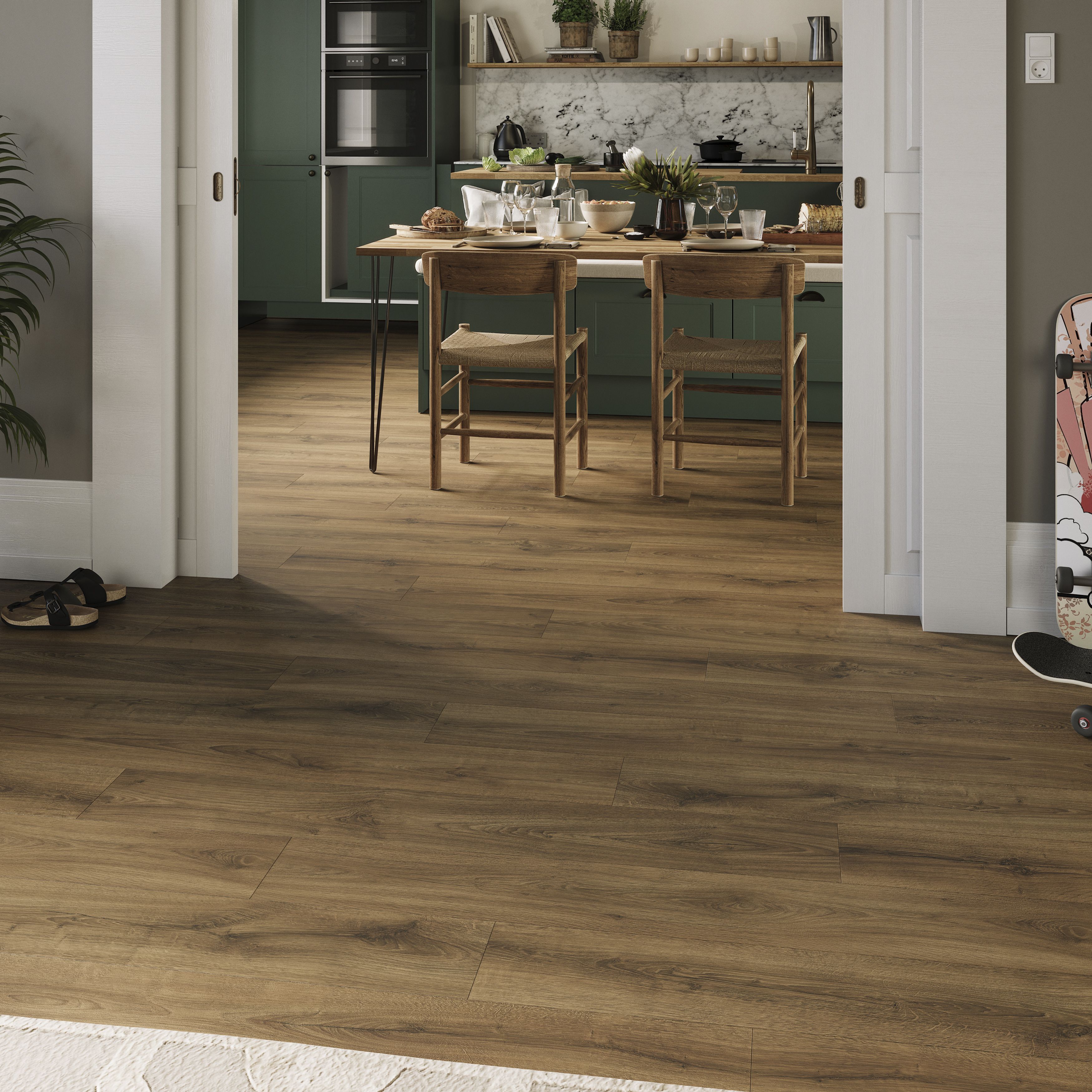 GoodHome Cleobury Honey Oak effect Laminate Flooring, 1.69m² DIY at B&Q