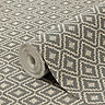 GoodHome Cliffiest Charcoal Geometric Woven effect Textured Wallpaper