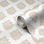 GoodHome Cloezia Beige & white Damask Fabric effect Textured Wallpaper