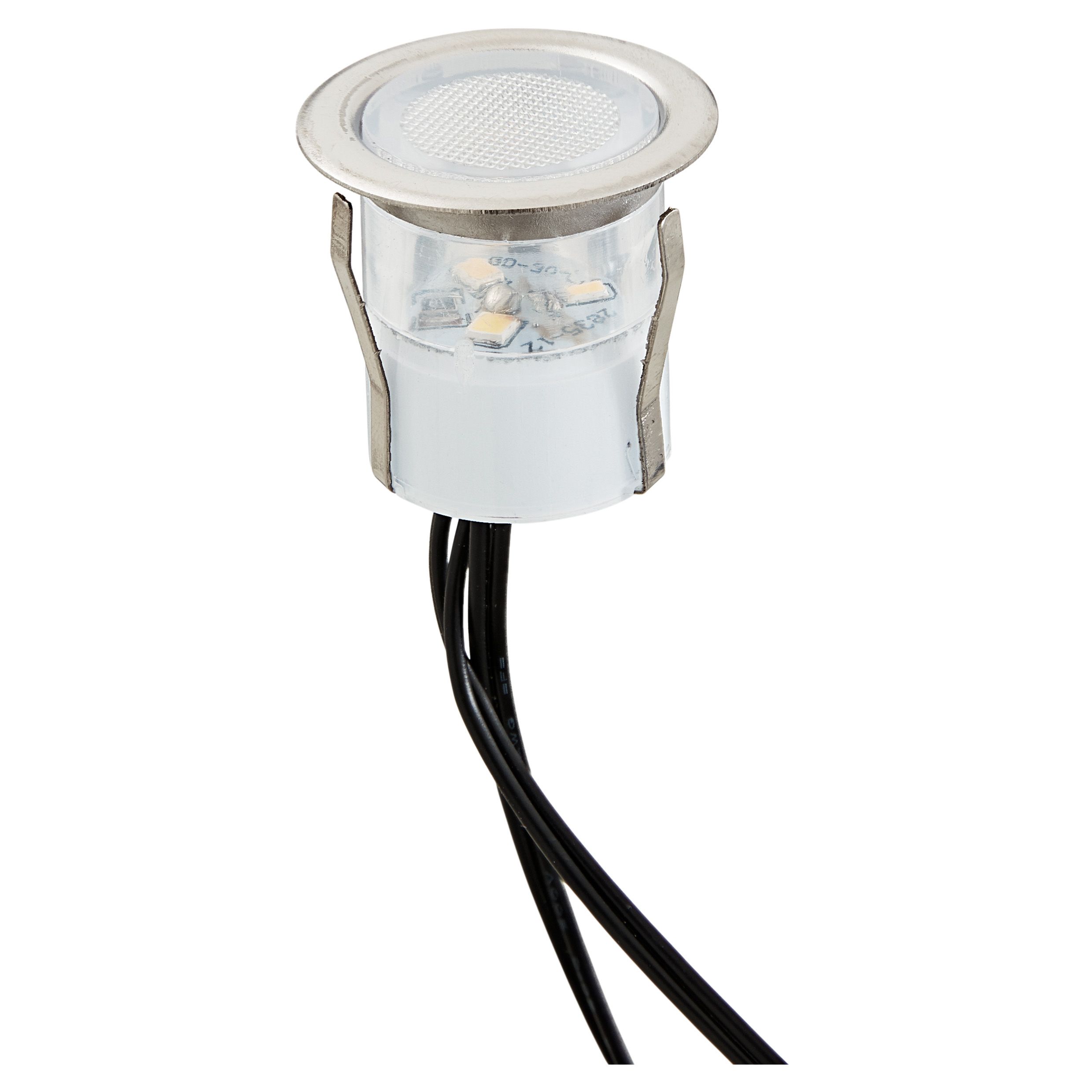 GoodHome Coldstrip Stainless steel Mains-powered Blue LED Round Deck light