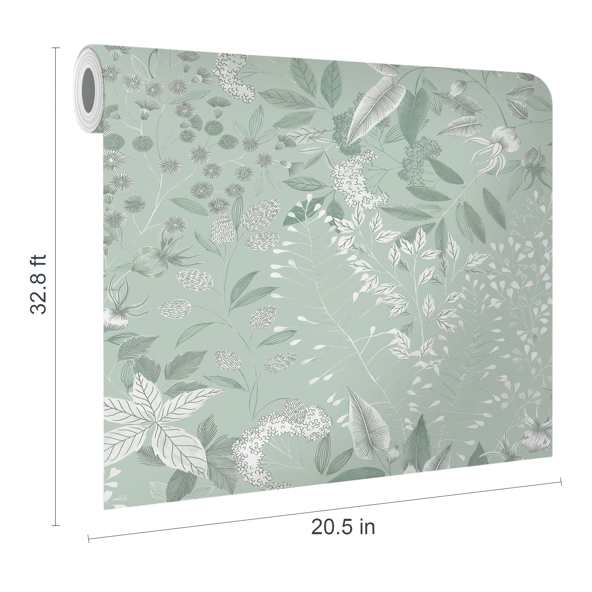 GoodHome Colletia Sage Green Soft Foliage Natural Embossed Wallpaper