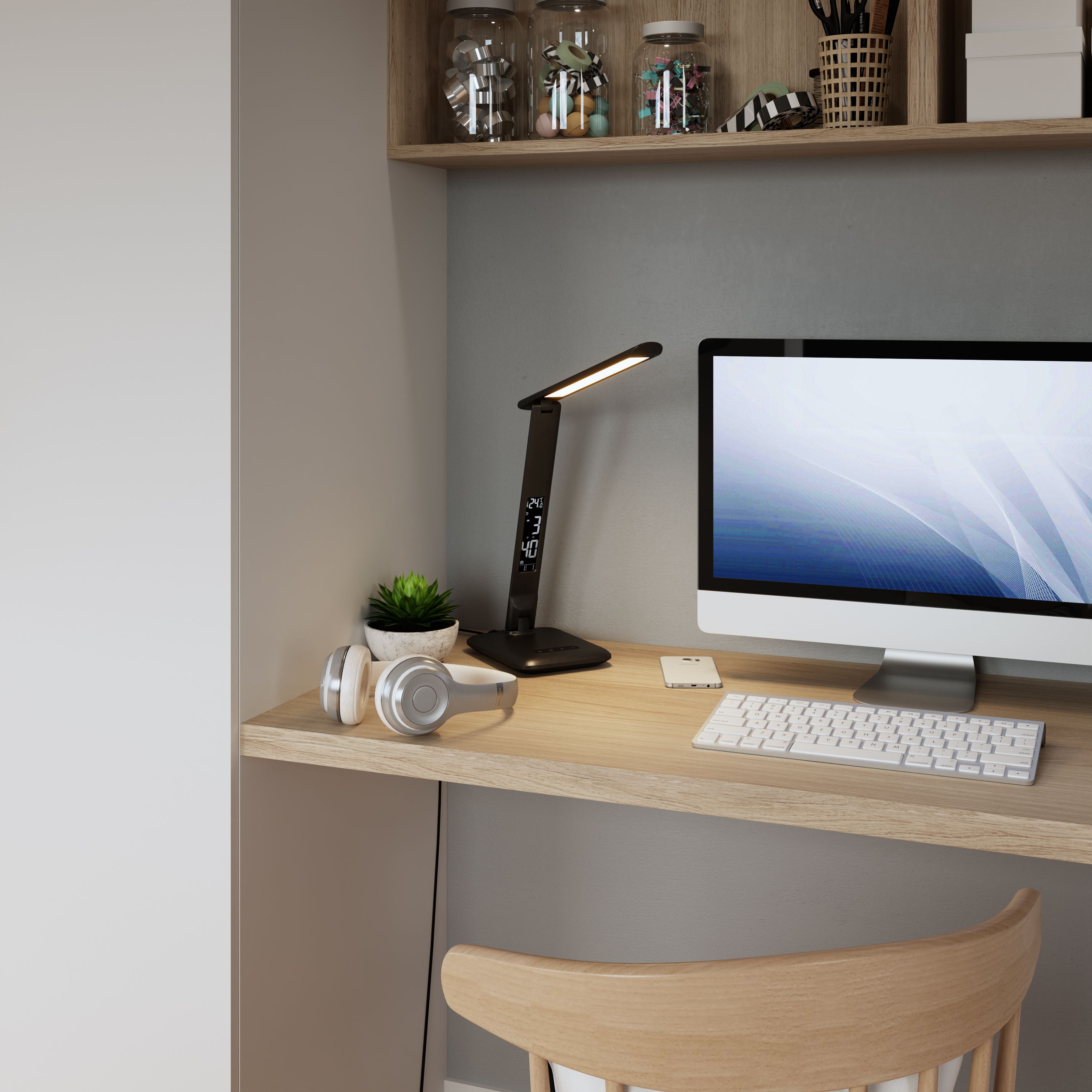 GoodHome Conjola Modern Matt Black Desk lamp