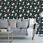 GoodHome Crewe Green Floral Smooth Wallpaper