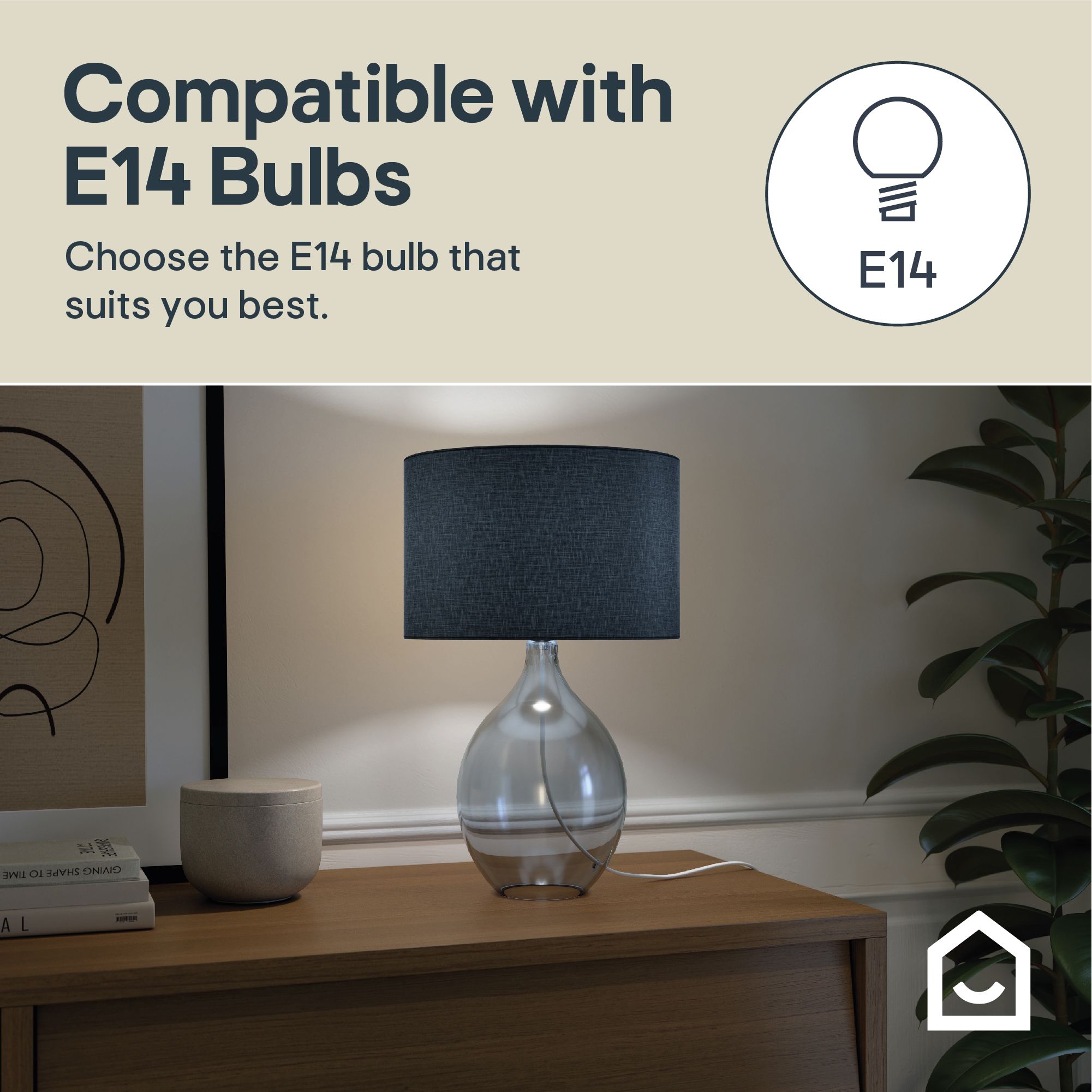 GoodHome Cushing Blue & Beige Table lamp