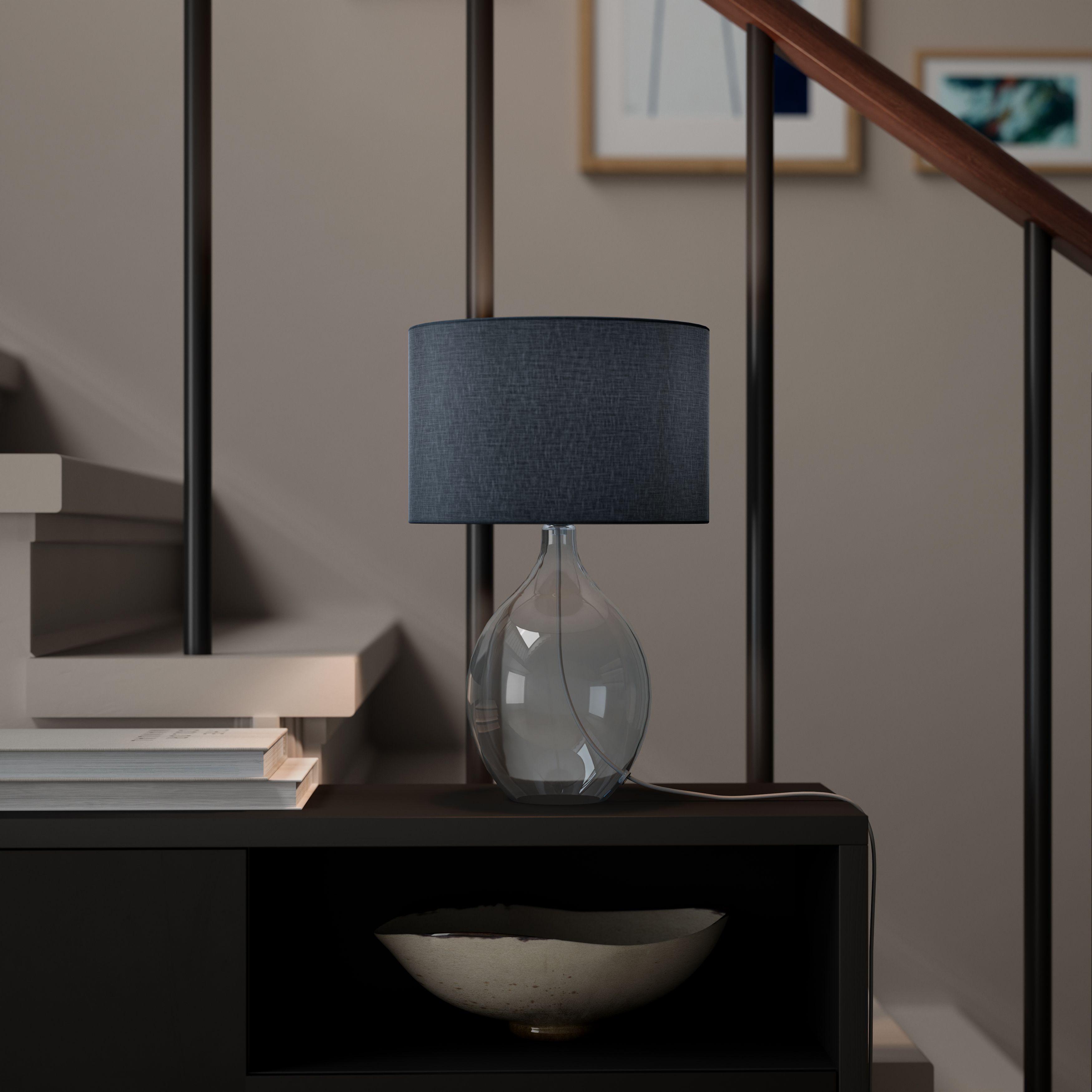 GoodHome Cushing Blue & Beige Table lamp
