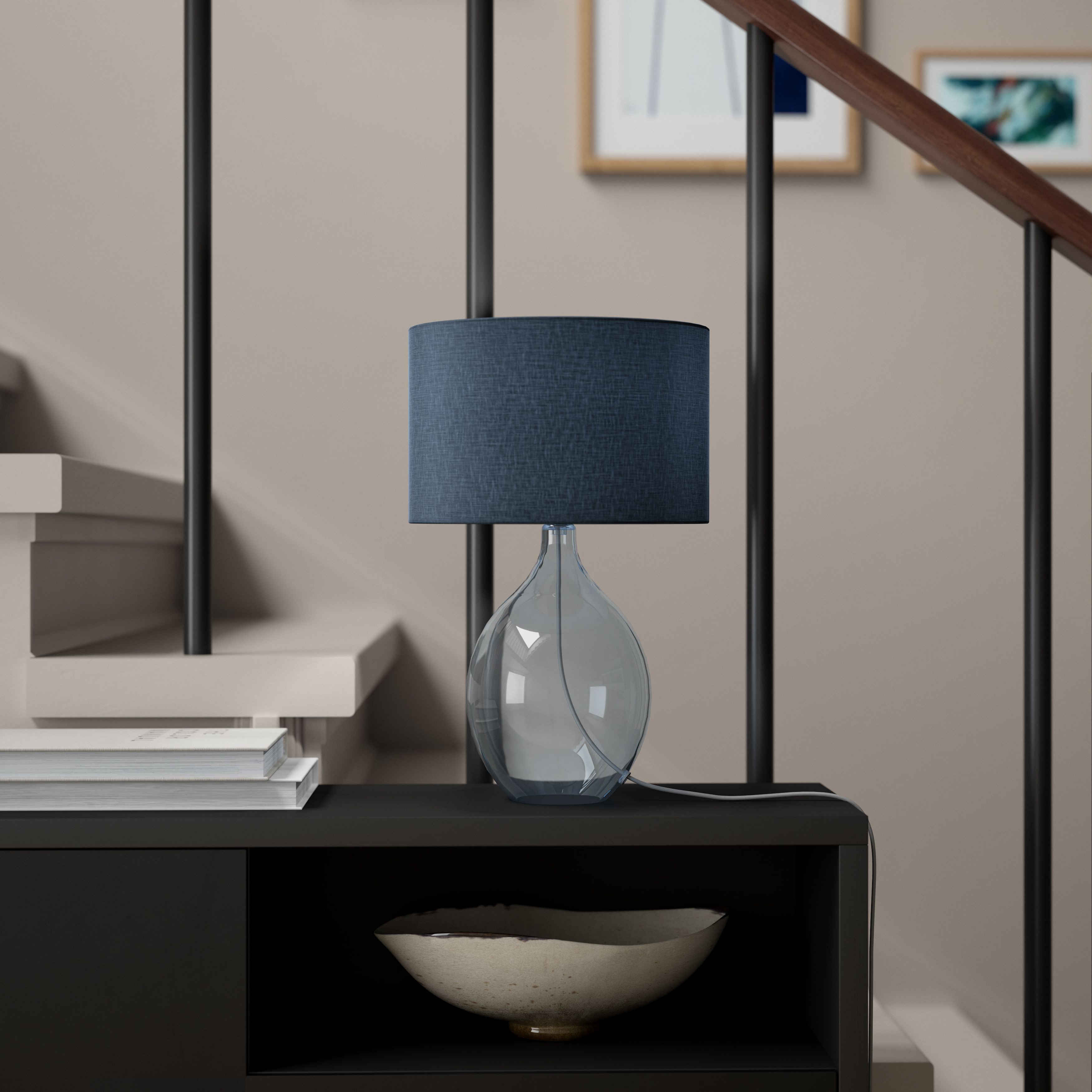 GoodHome Cushing Blue & Beige Table lamp
