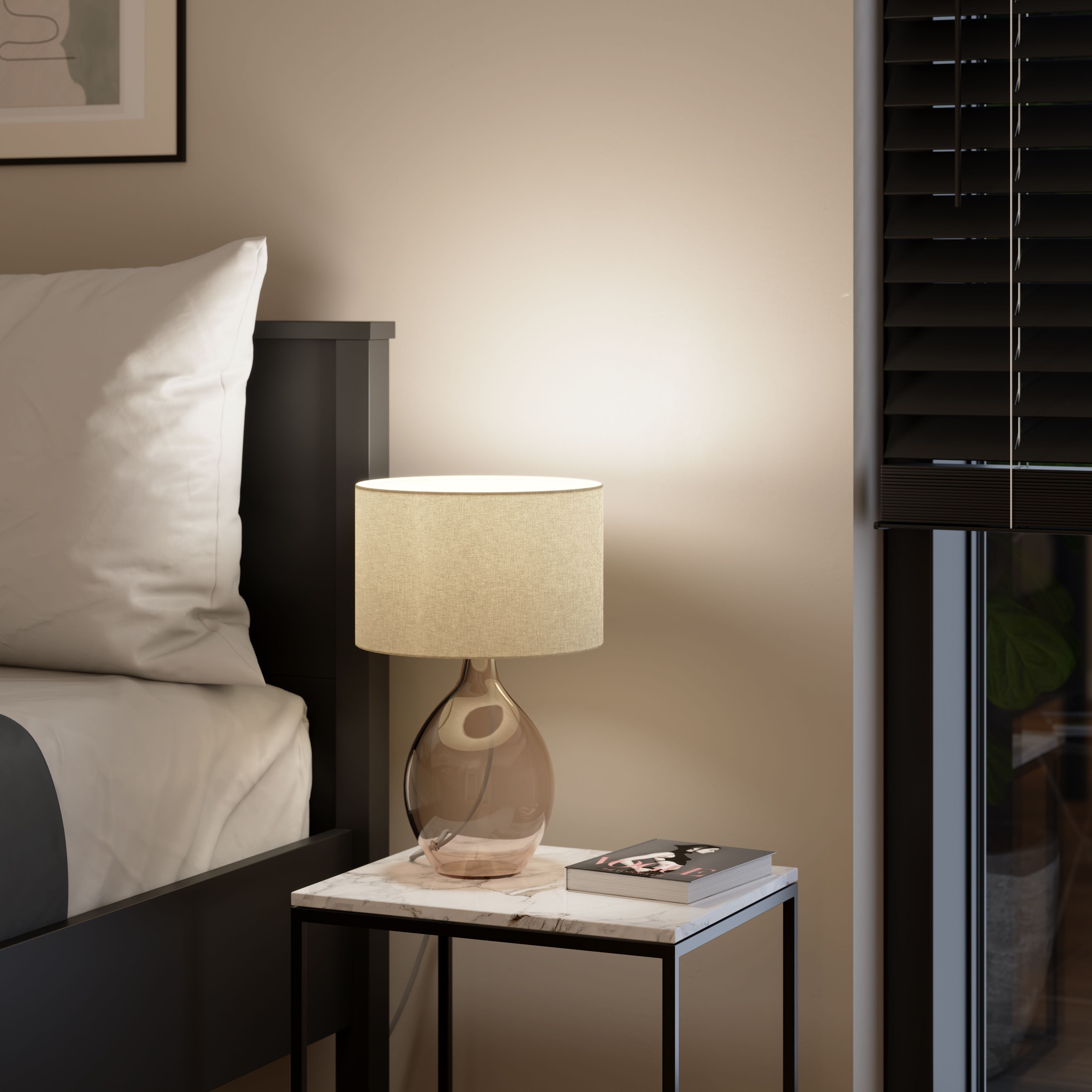 GoodHome Cushing Brown & Beige Table lamp