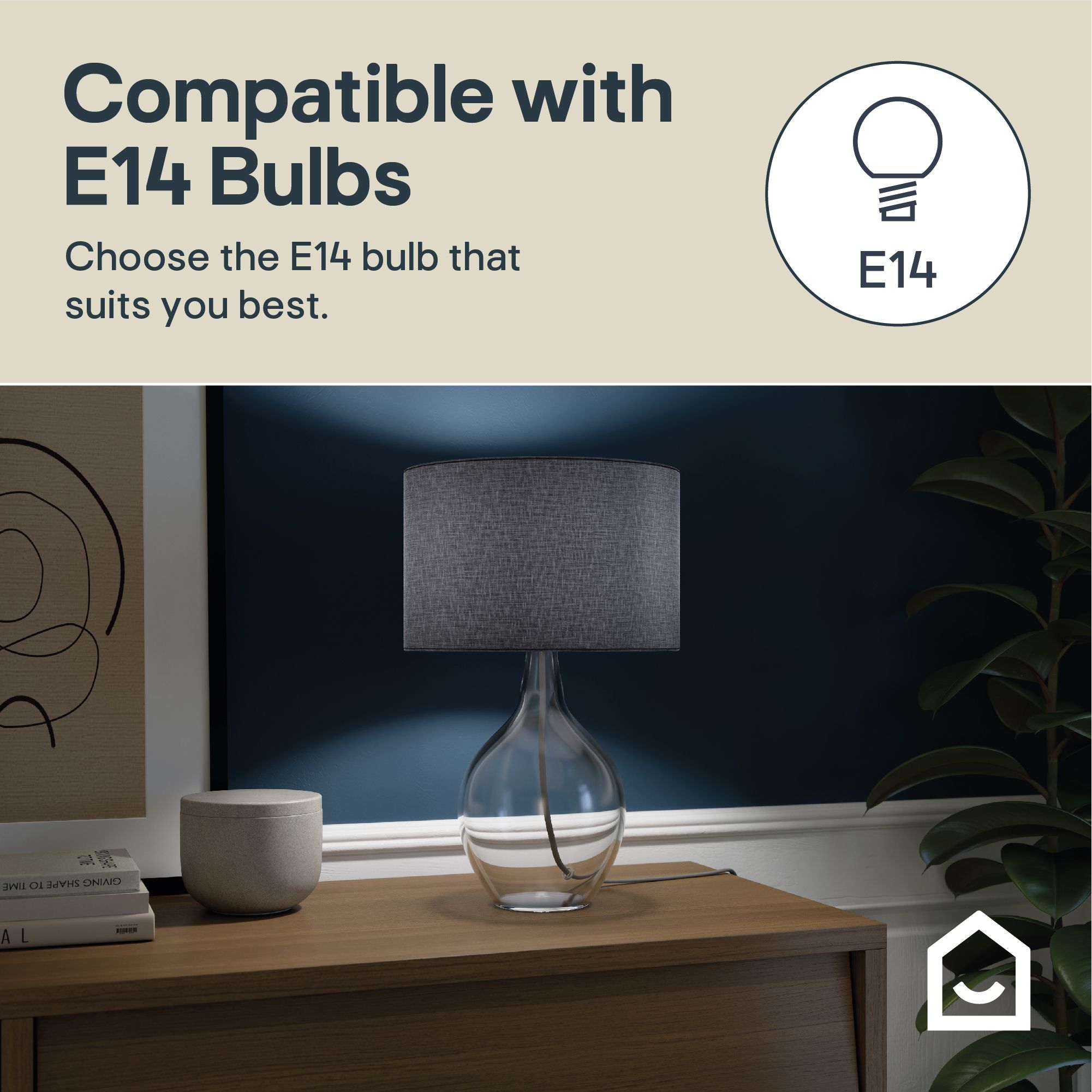 GoodHome Cushing Clear & Grey Table lamp