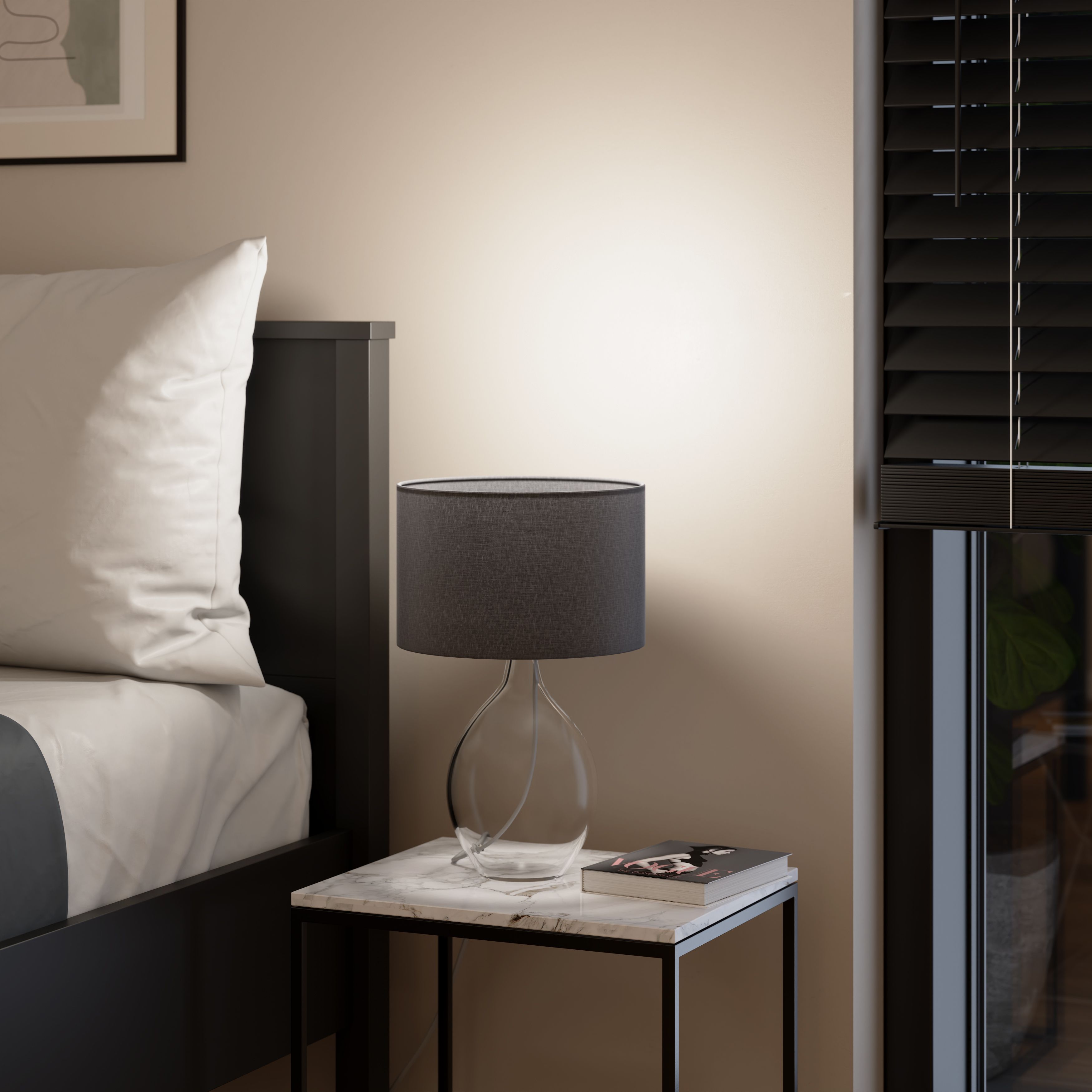 GoodHome Cushing Clear & Grey Table lamp