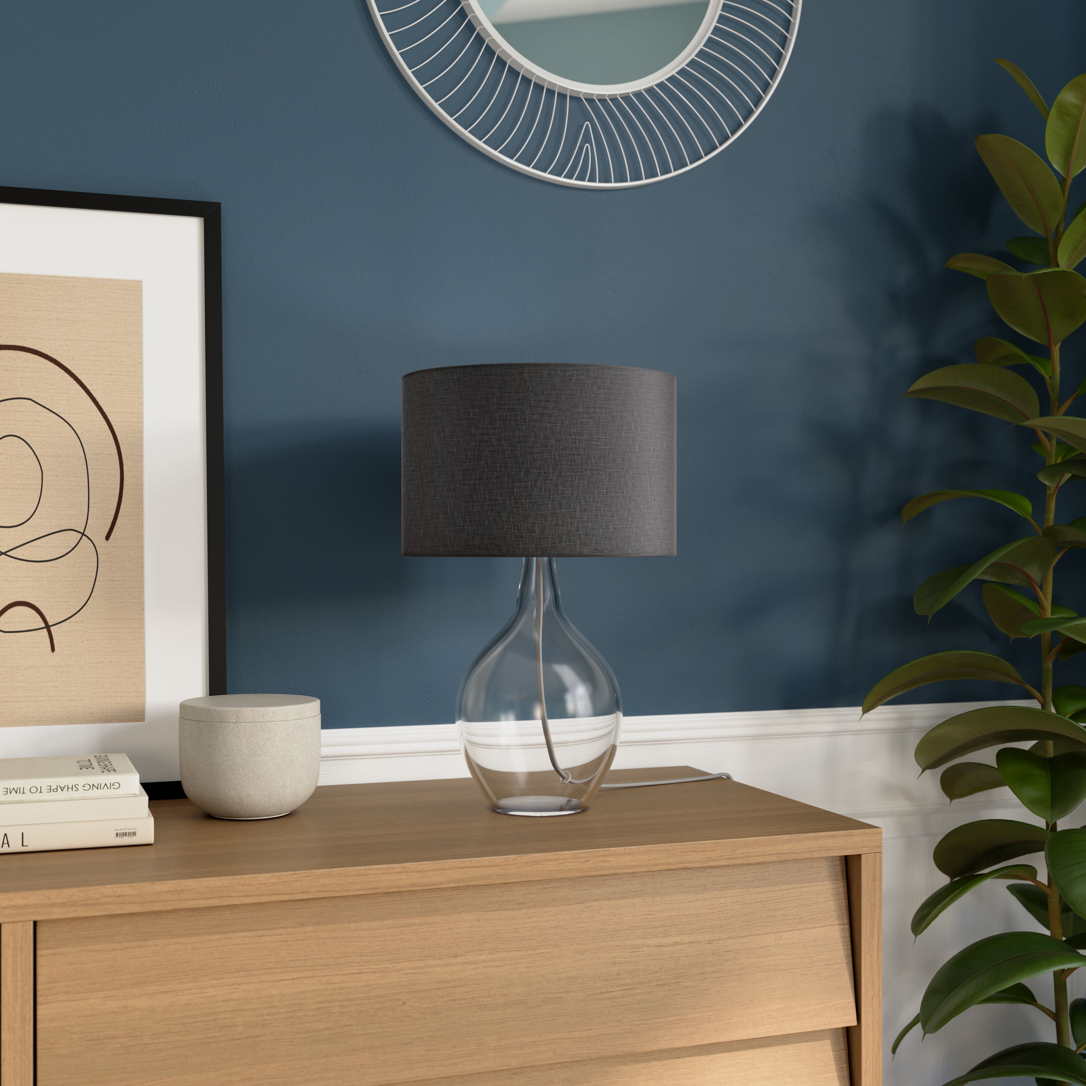 GoodHome Cushing Clear & Grey Table lamp