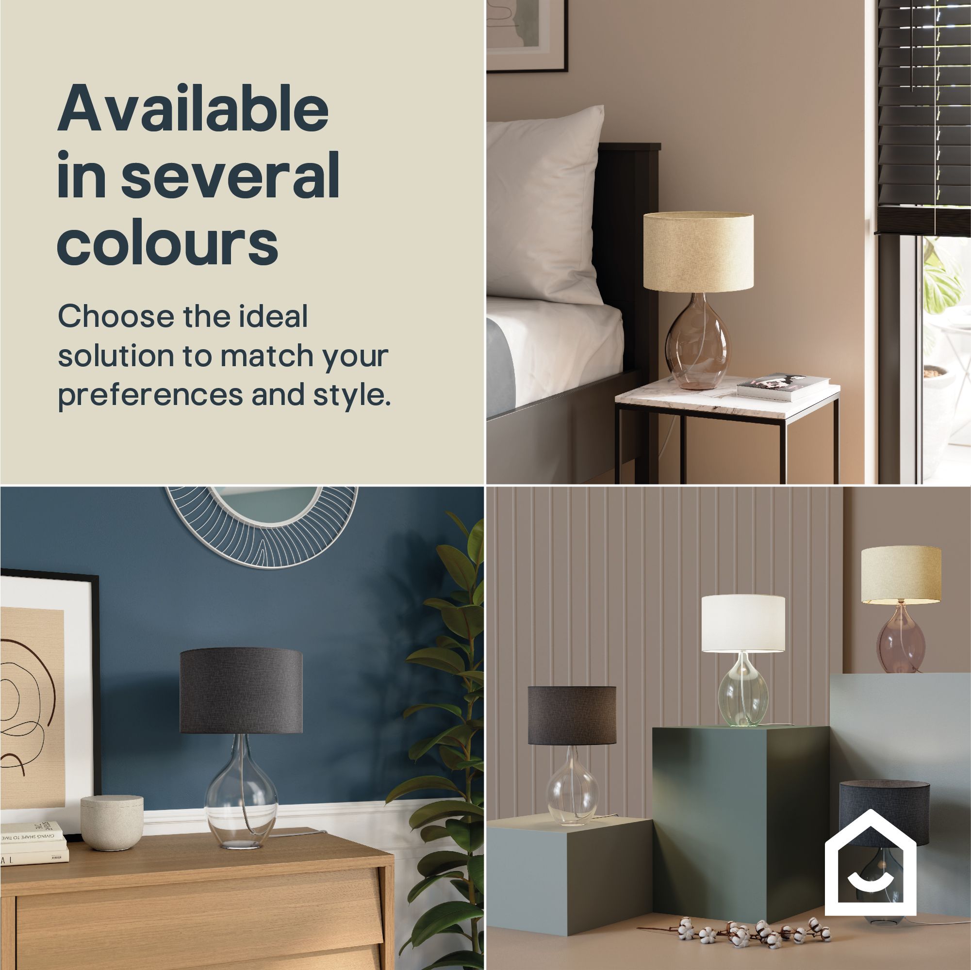 GoodHome Cushing Clear & Grey Table lamp