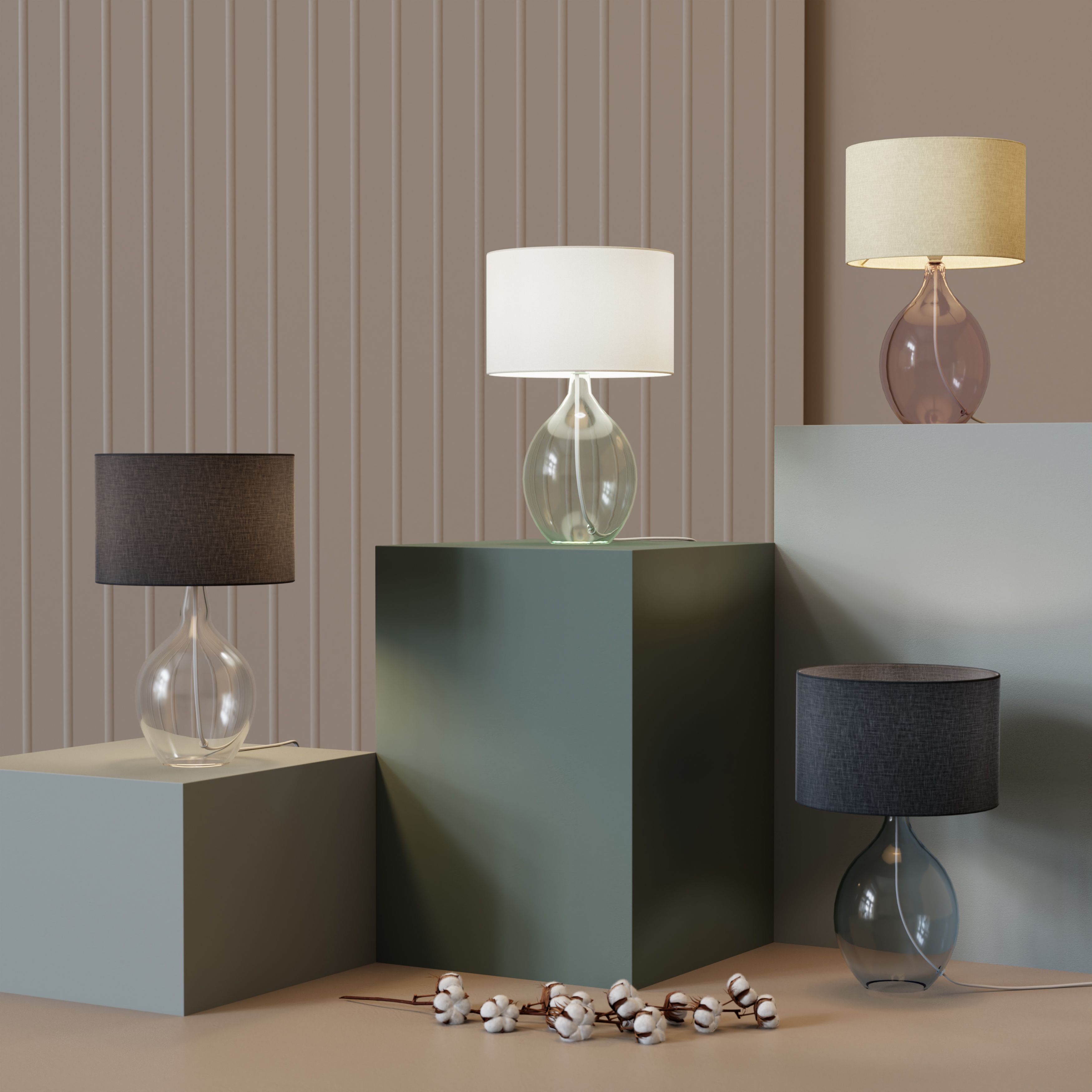 GoodHome Cushing Clear & Grey Table lamp