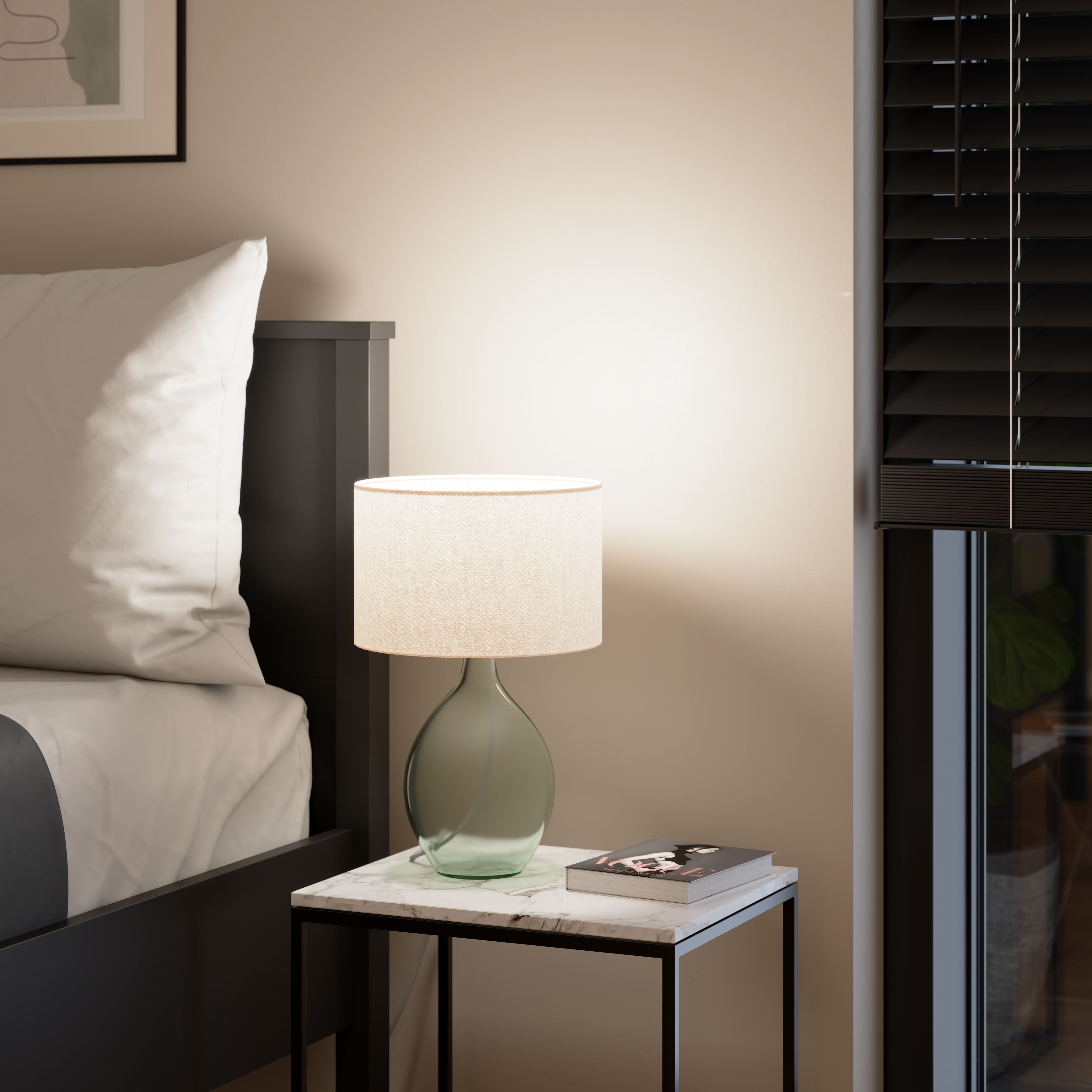 GoodHome Cushing Green & Cream Table lamp