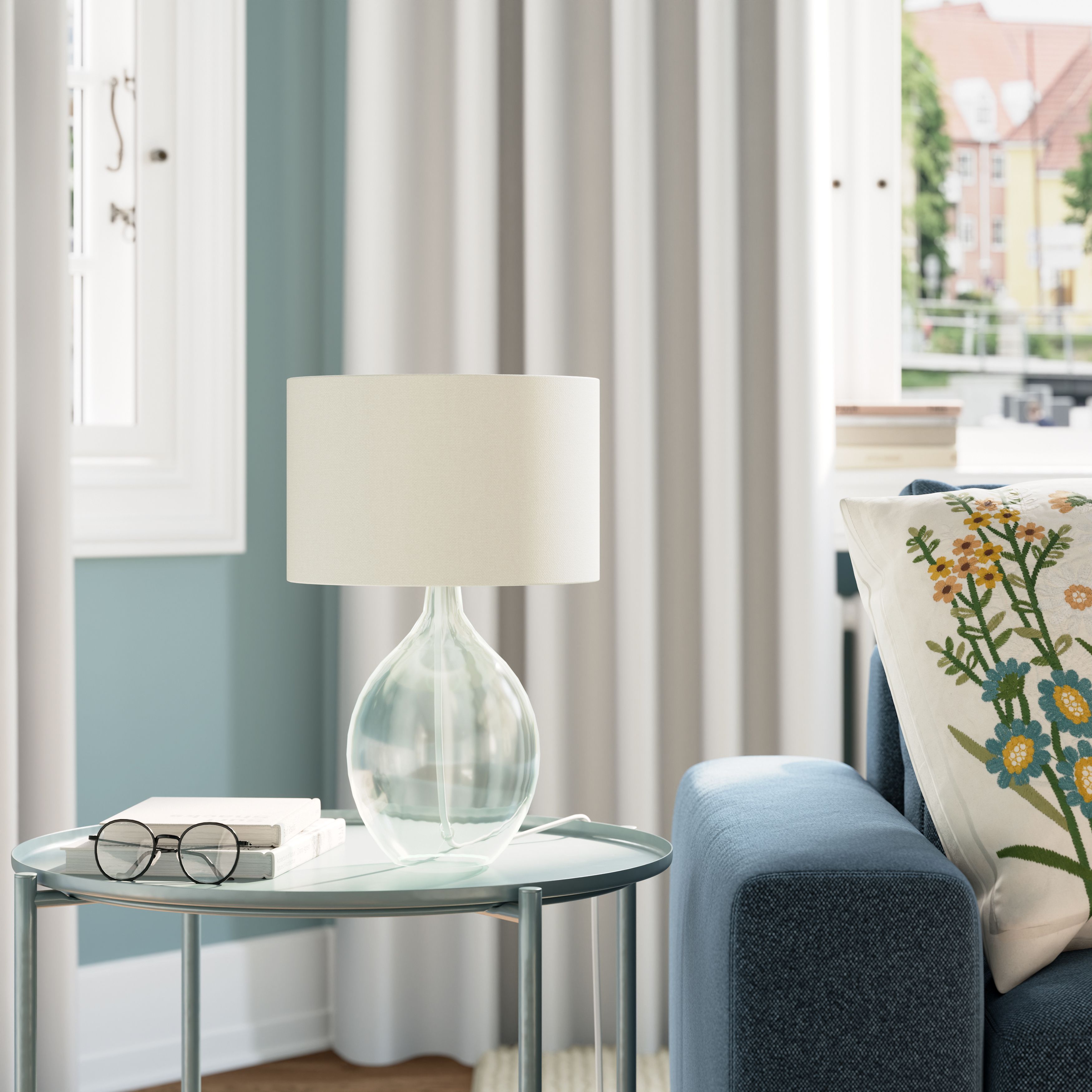 GoodHome Cushing Green & Cream Table lamp