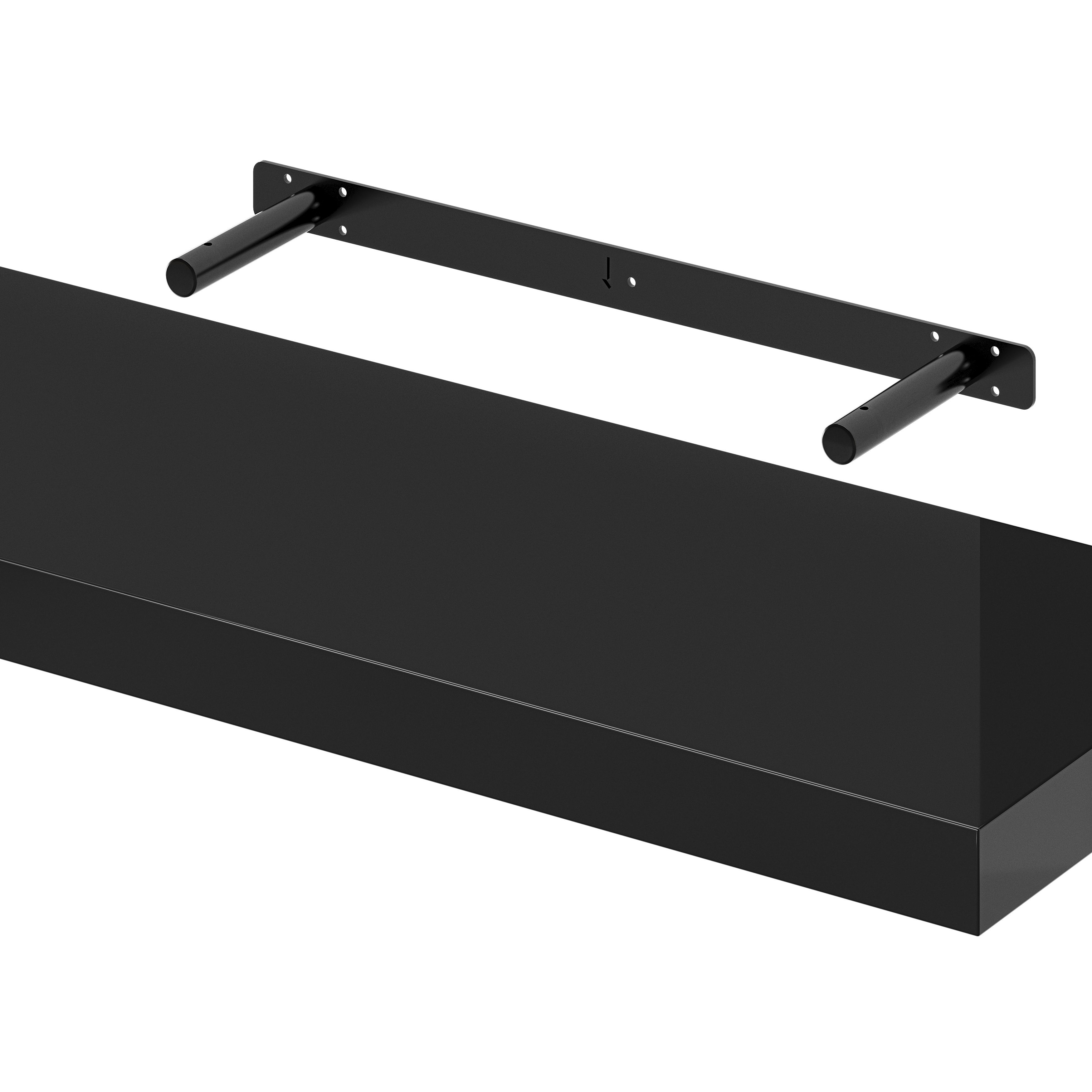 GoodHome Cusko Black Rectangular Floating shelf (L)80cm x (D)23.5cm