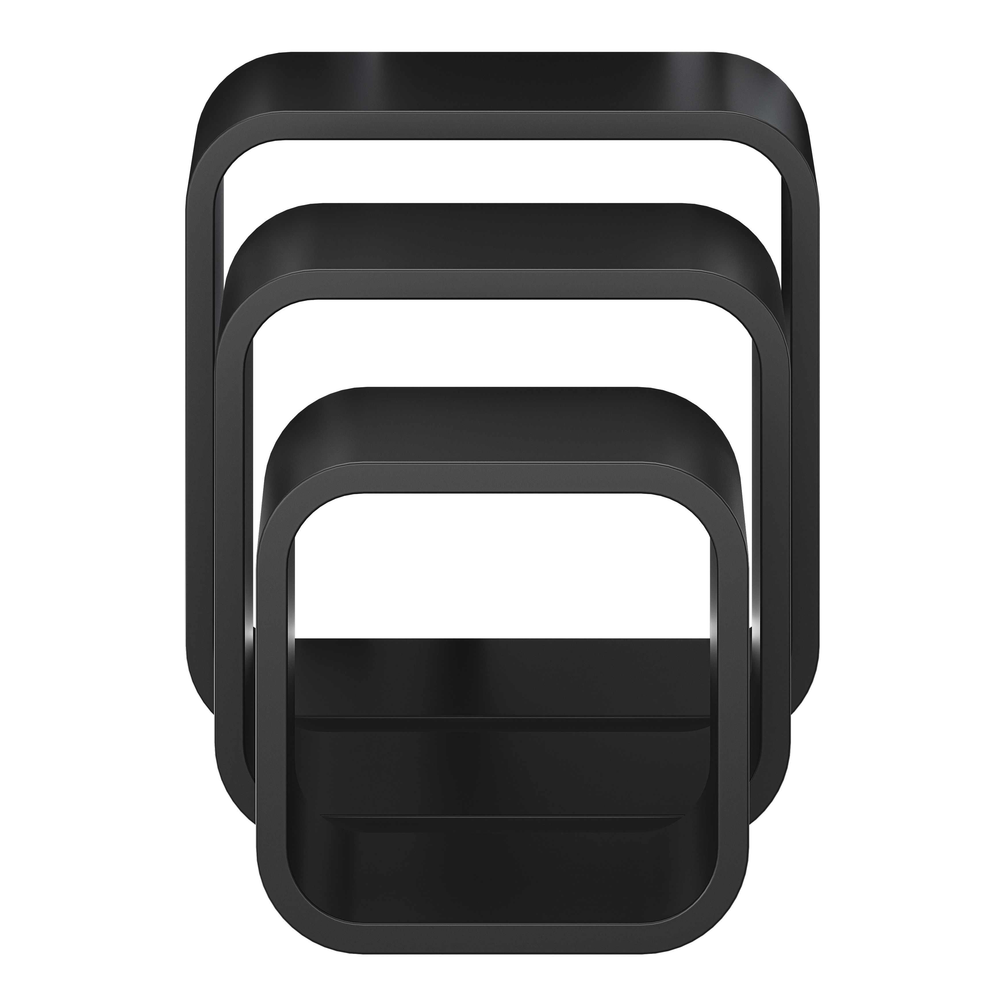 GoodHome Cusko Satin black Cube shelf (L)32.5cm x (D)15.5cm, Set of 3