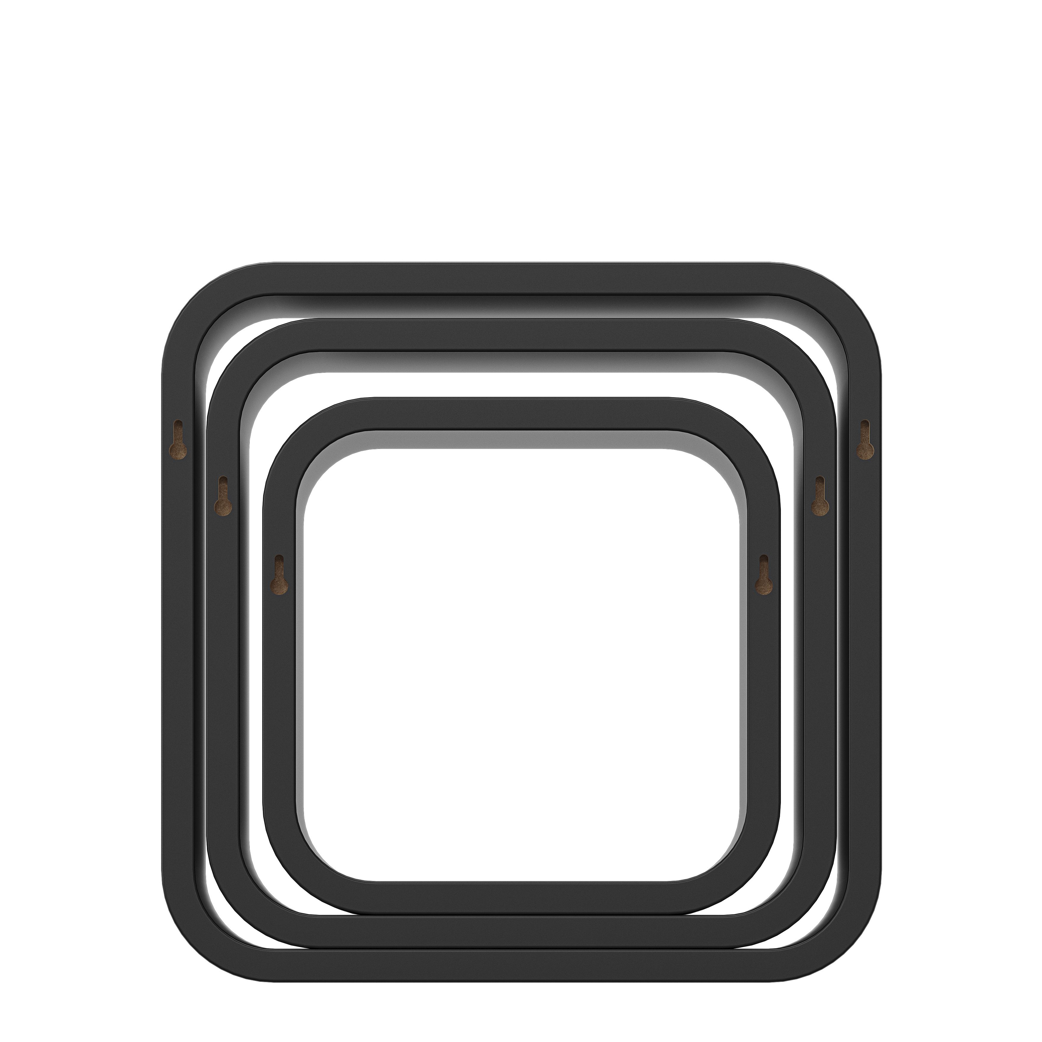 GoodHome Cusko Satin black Cube shelf (L)32.5cm x (D)15.5cm, Set of 3