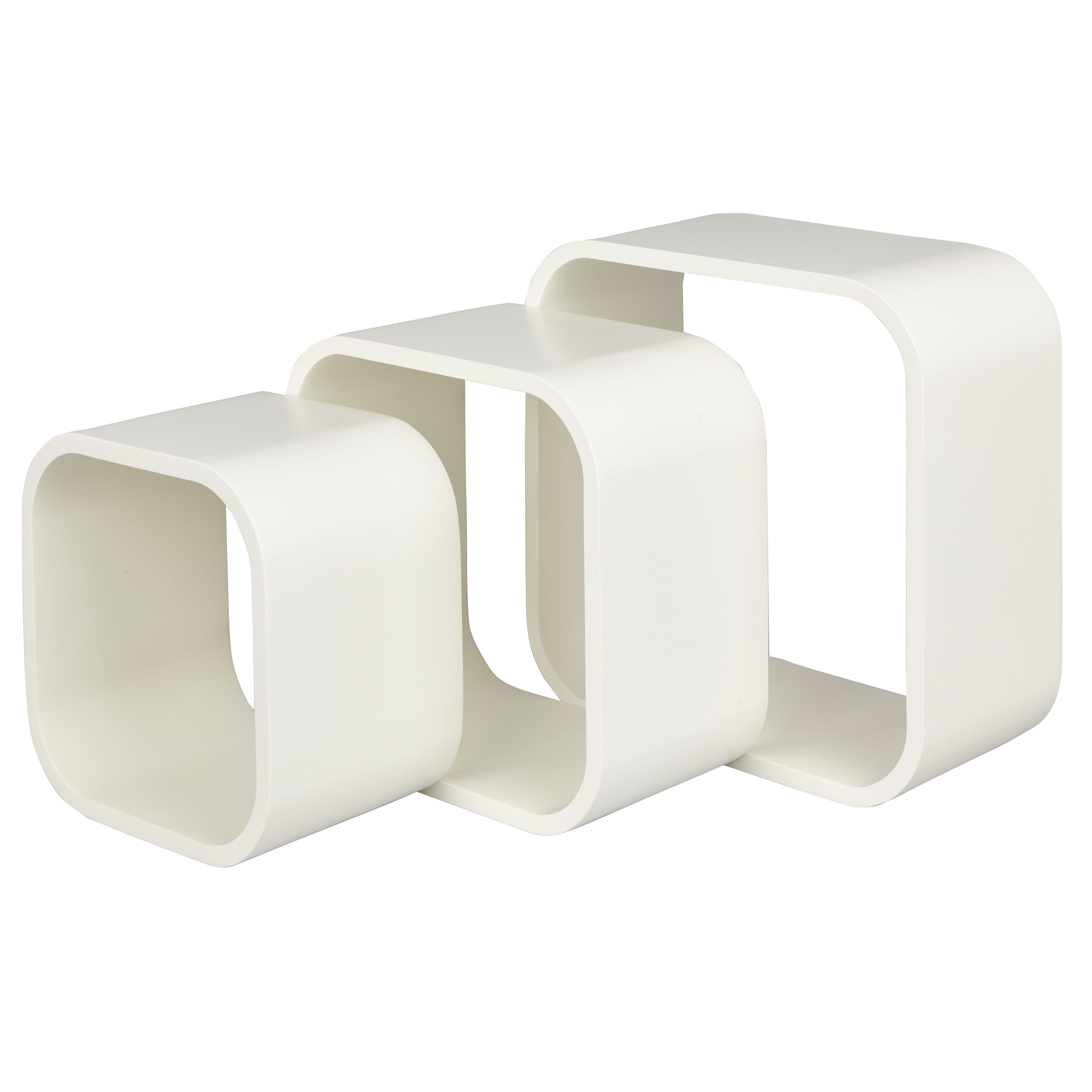 GoodHome Cusko Satin white Cube shelf (L)32.5cm x (D)15.5cm, Set of 3