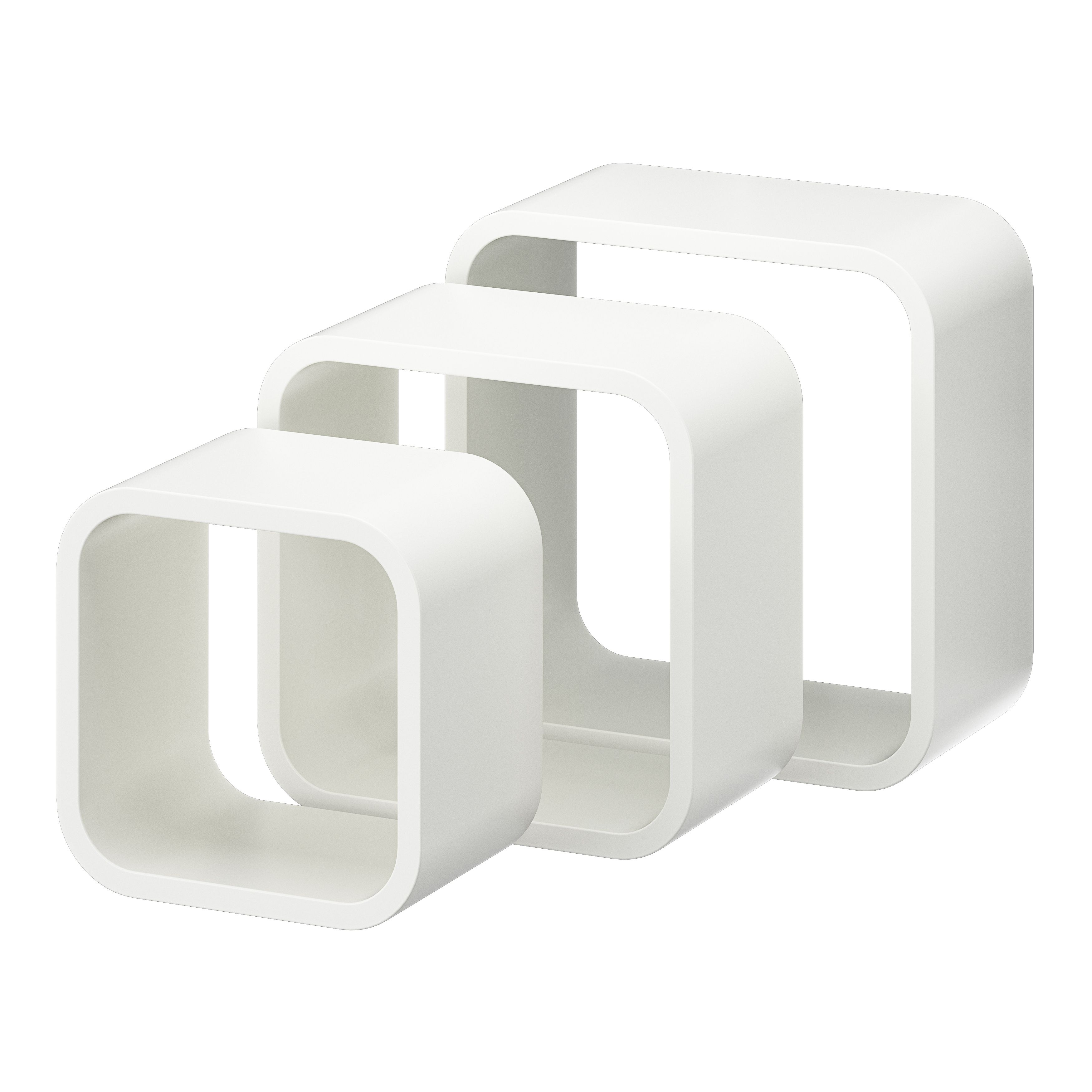 GoodHome Cusko Satin white Cube shelf (L)32.5cm x (D)15.5cm, Set of 3