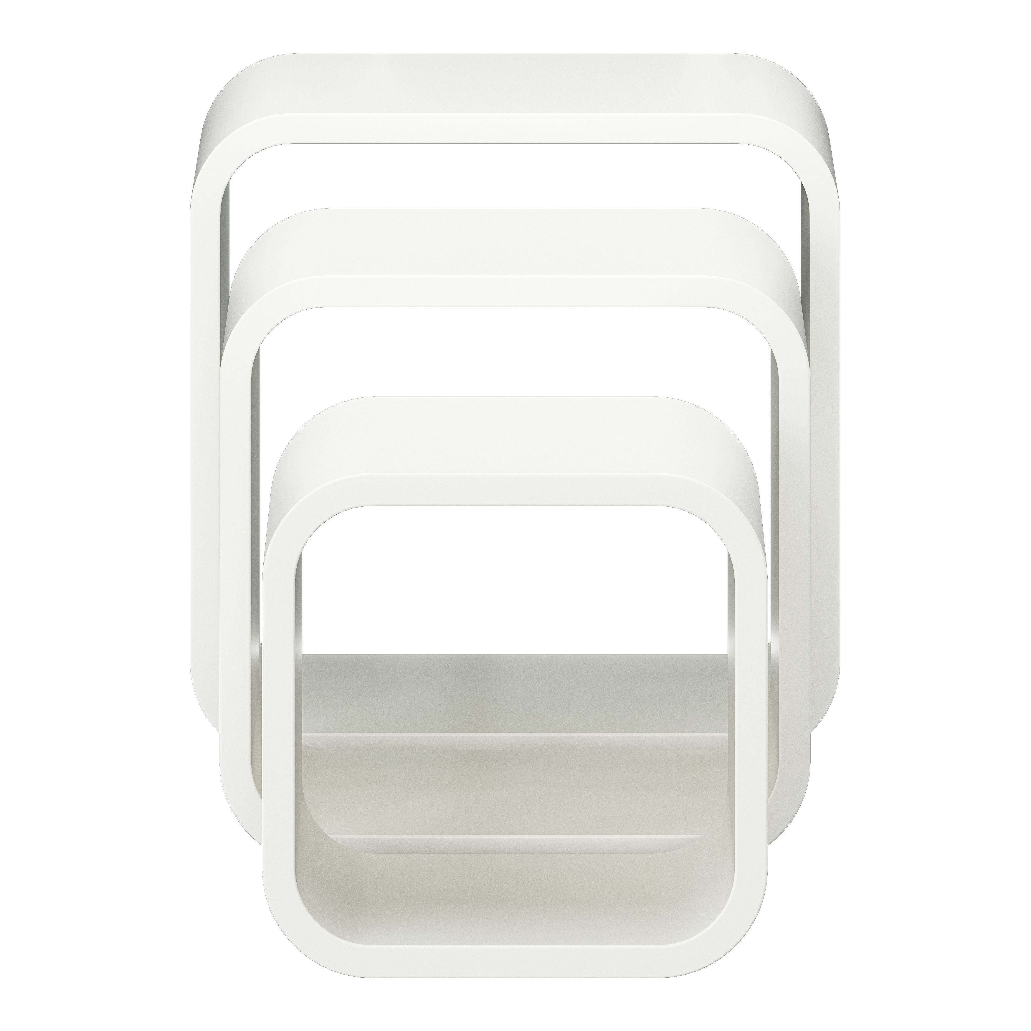 GoodHome Cusko Satin white Cube shelf (L)32.5cm x (D)15.5cm, Set of 3