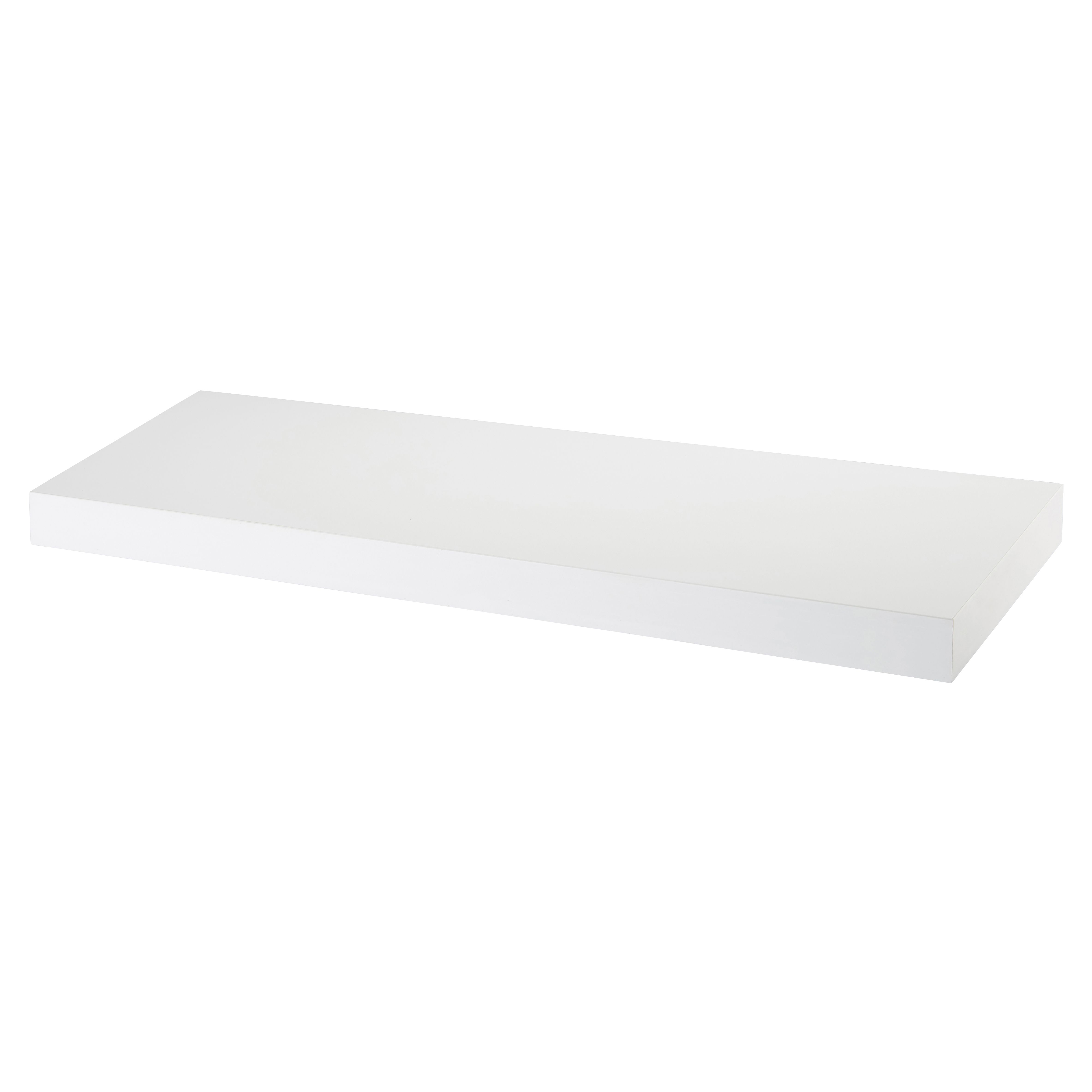 GoodHome Cusko Satin white Rectangular Floating shelf (L)60cm x (D)23.5cm