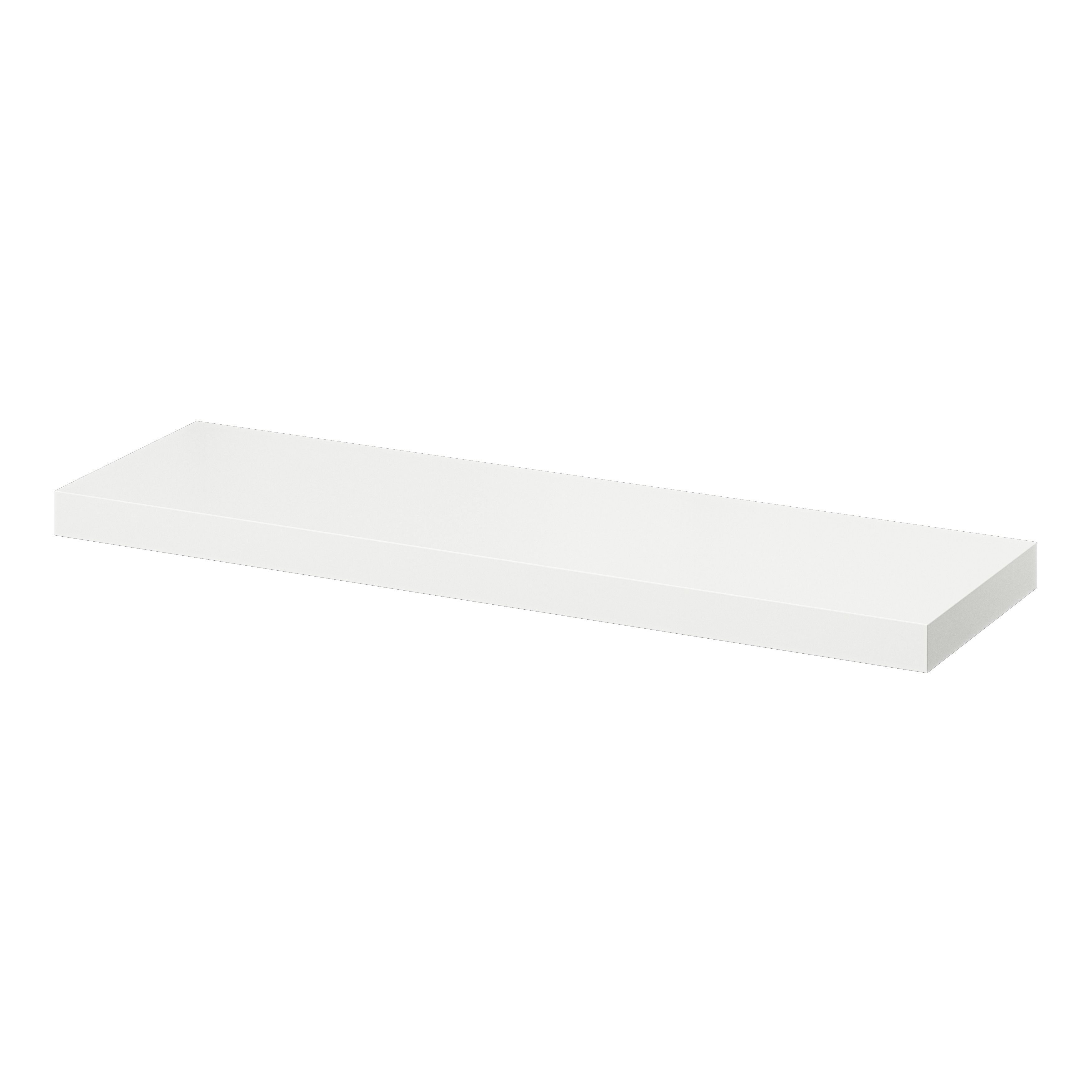 GoodHome Cusko Satin white Rectangular Floating shelf (L)80cm x (D)23.5cm