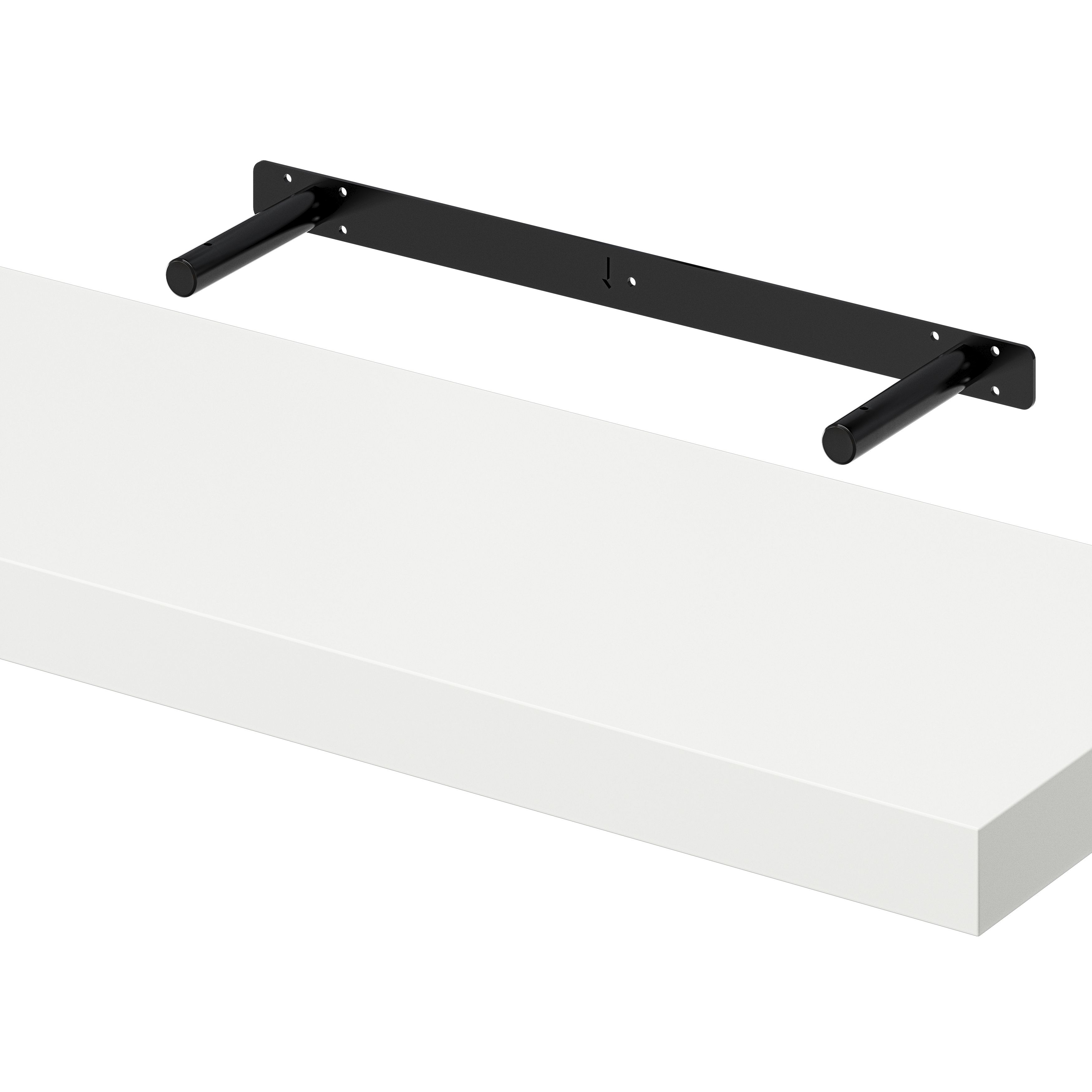 GoodHome Cusko Satin white Rectangular Floating shelf (L)80cm x (D)23.5cm