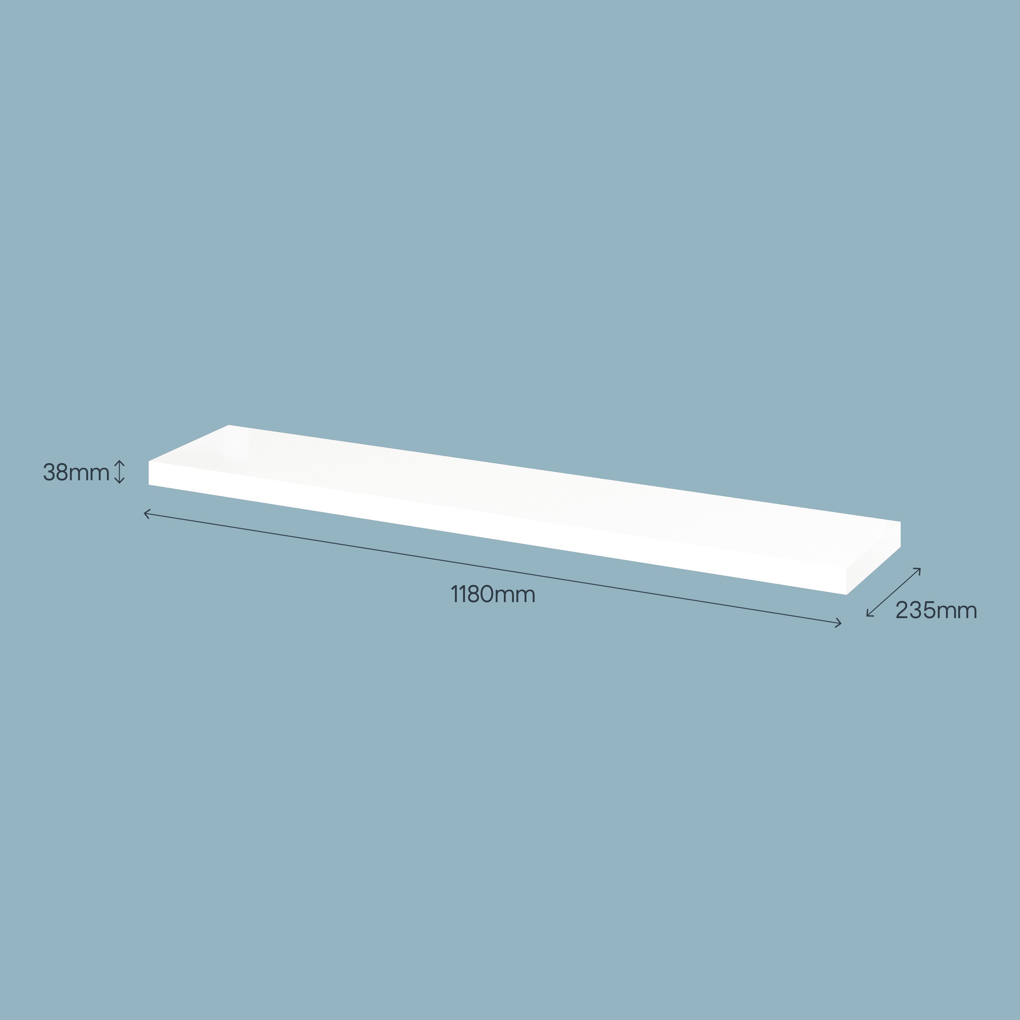 GoodHome Cusko White Floating shelf (L)118cm x (D)23.5cm