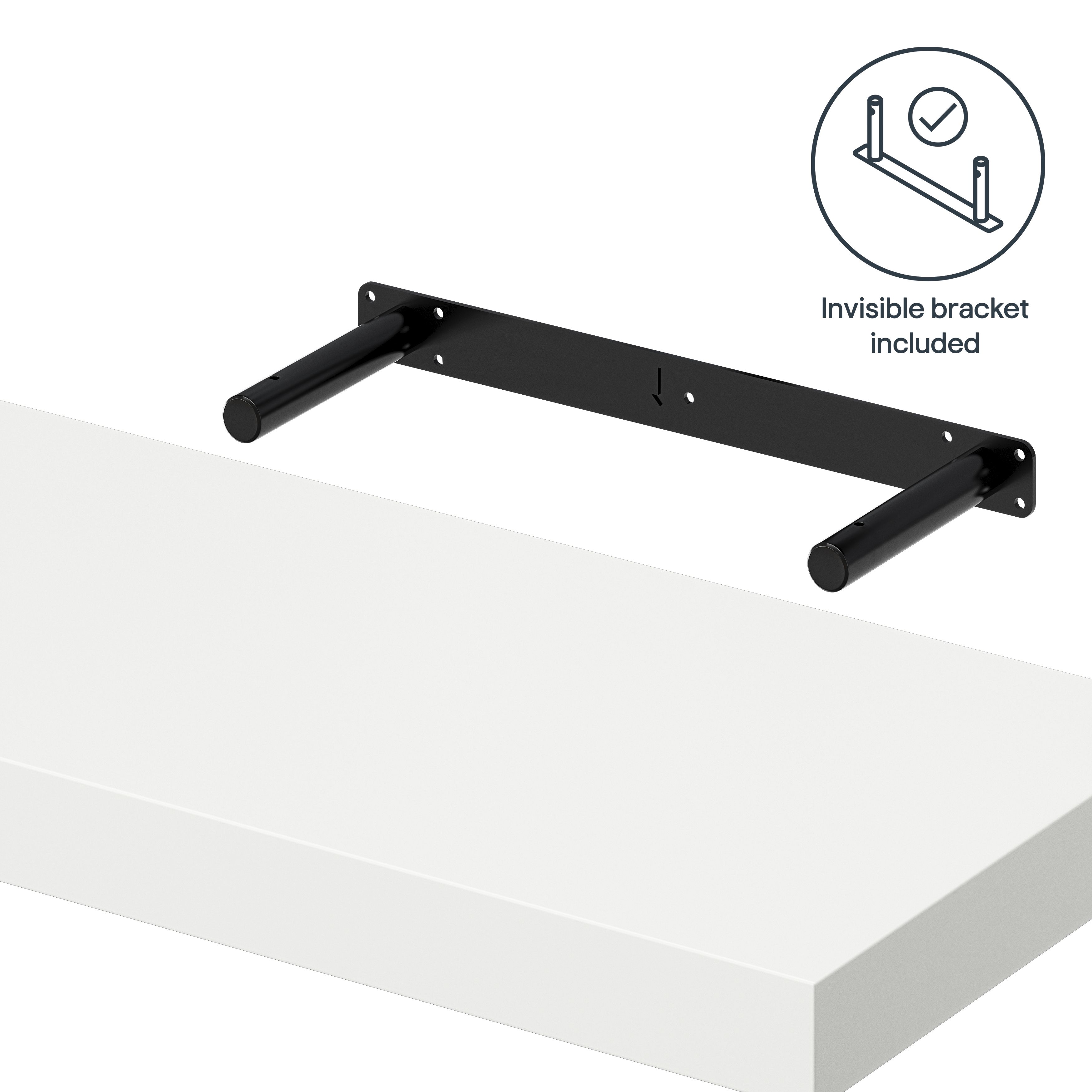 GoodHome Cusko White Rectangular Floating shelf (L)60cm x (D)23.5cm