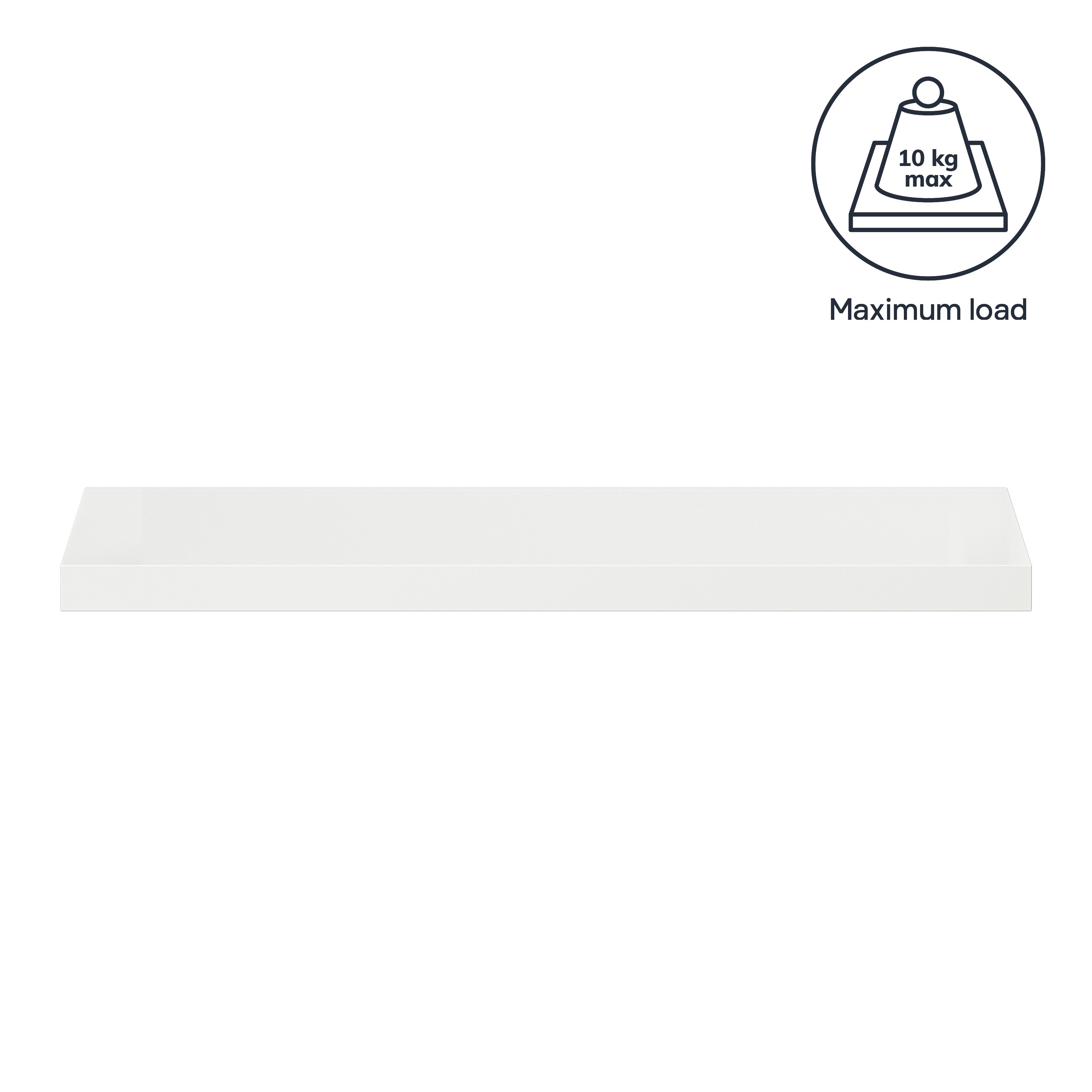 GoodHome Cusko White Rectangular Floating shelf (L)80cm x (D)23.5cm