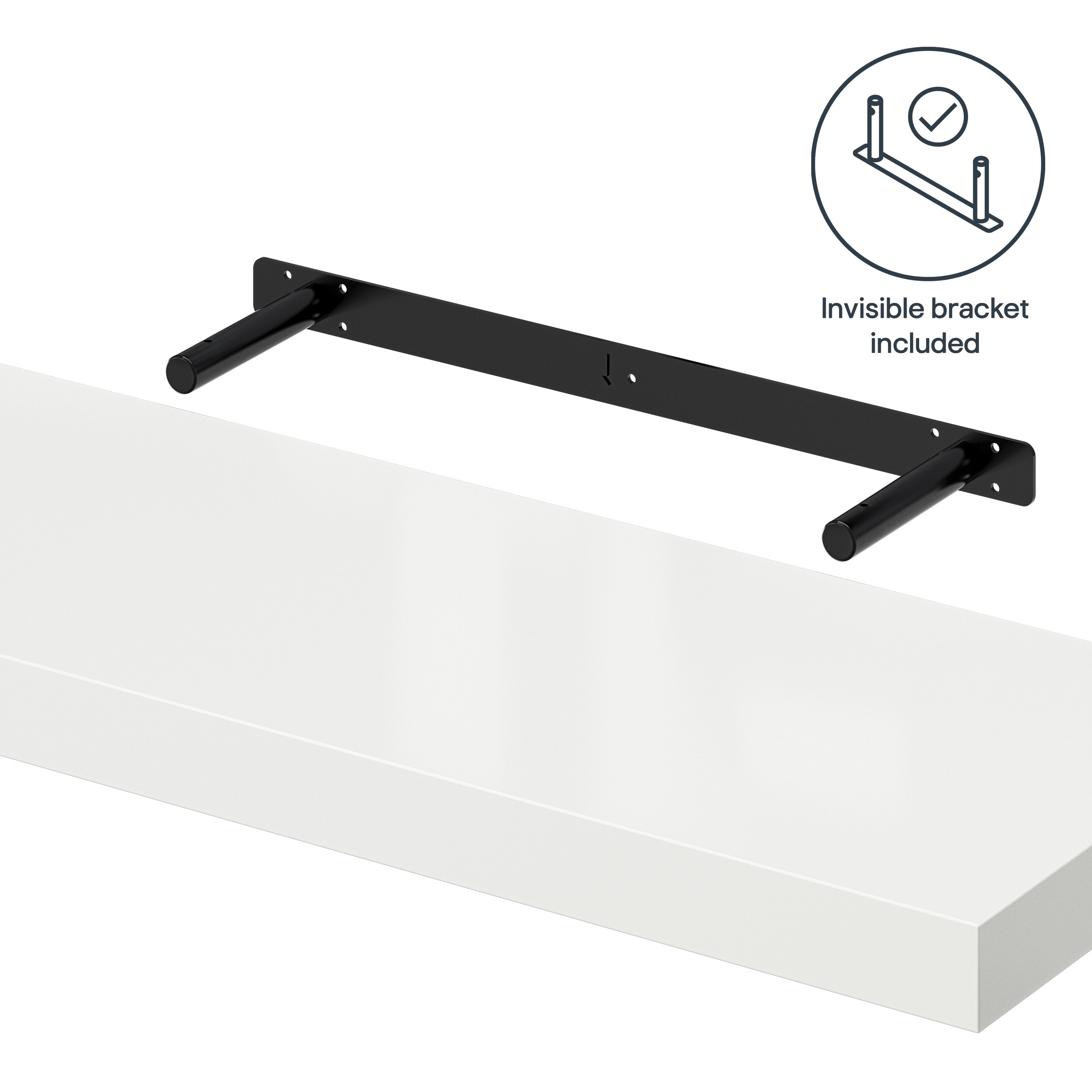 GoodHome Cusko White Rectangular Floating shelf (L)80cm x (D)23.5cm