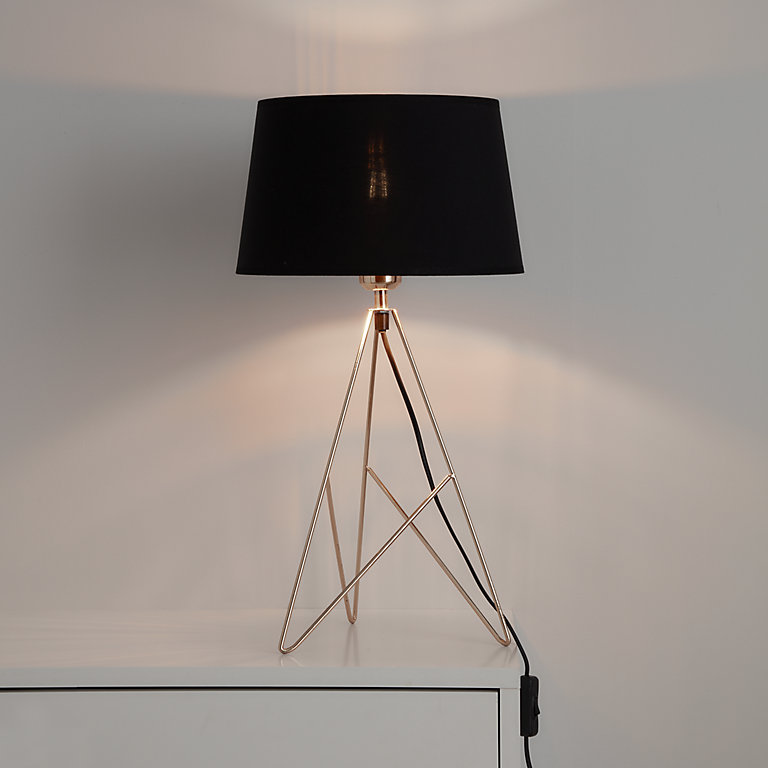Brass Effect Table Light, Wire Base Copper Table Lamp