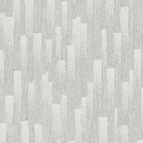 GoodHome Dalea Grey Striped Glitter & mica effect Textured Wallpaper Sample