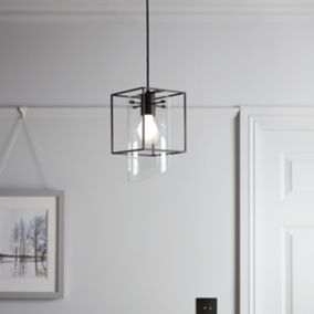 GoodHome Daluiz Matt Black Pendant ceiling light