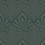 GoodHome Danbu Dark teal Metallic effect Ornamental Textured Wallpaper