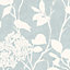 GoodHome Danesfield Blue Leaves Smooth Wallpaper