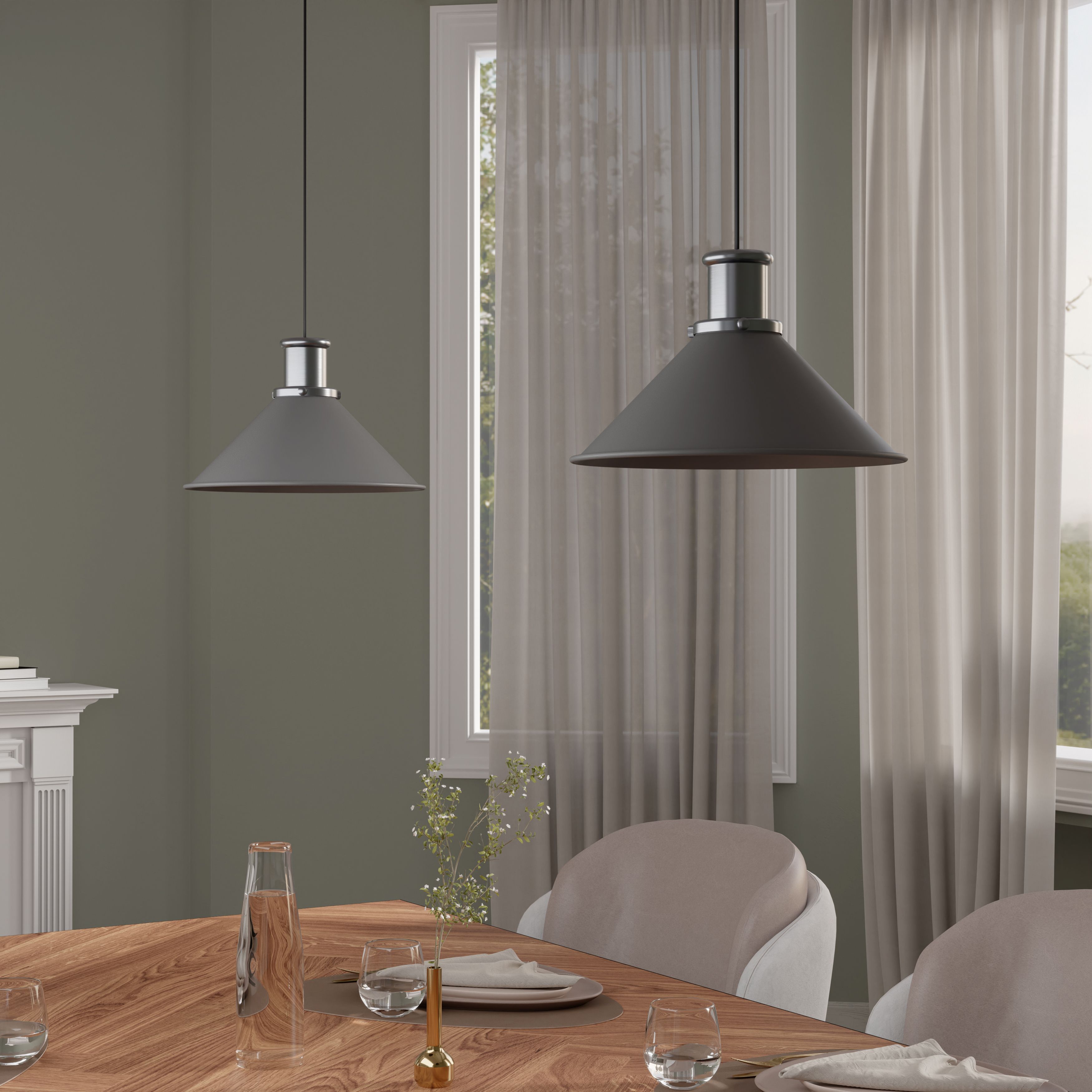 GoodHome Danvers Grey Coolie Cone Lamp shade (D)26cm