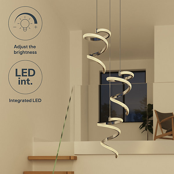GoodHome Darien Geometric Chrome effect LED Pendant ceiling GoodHome Darien Geometric Chrome effect LED Pendant ceiling