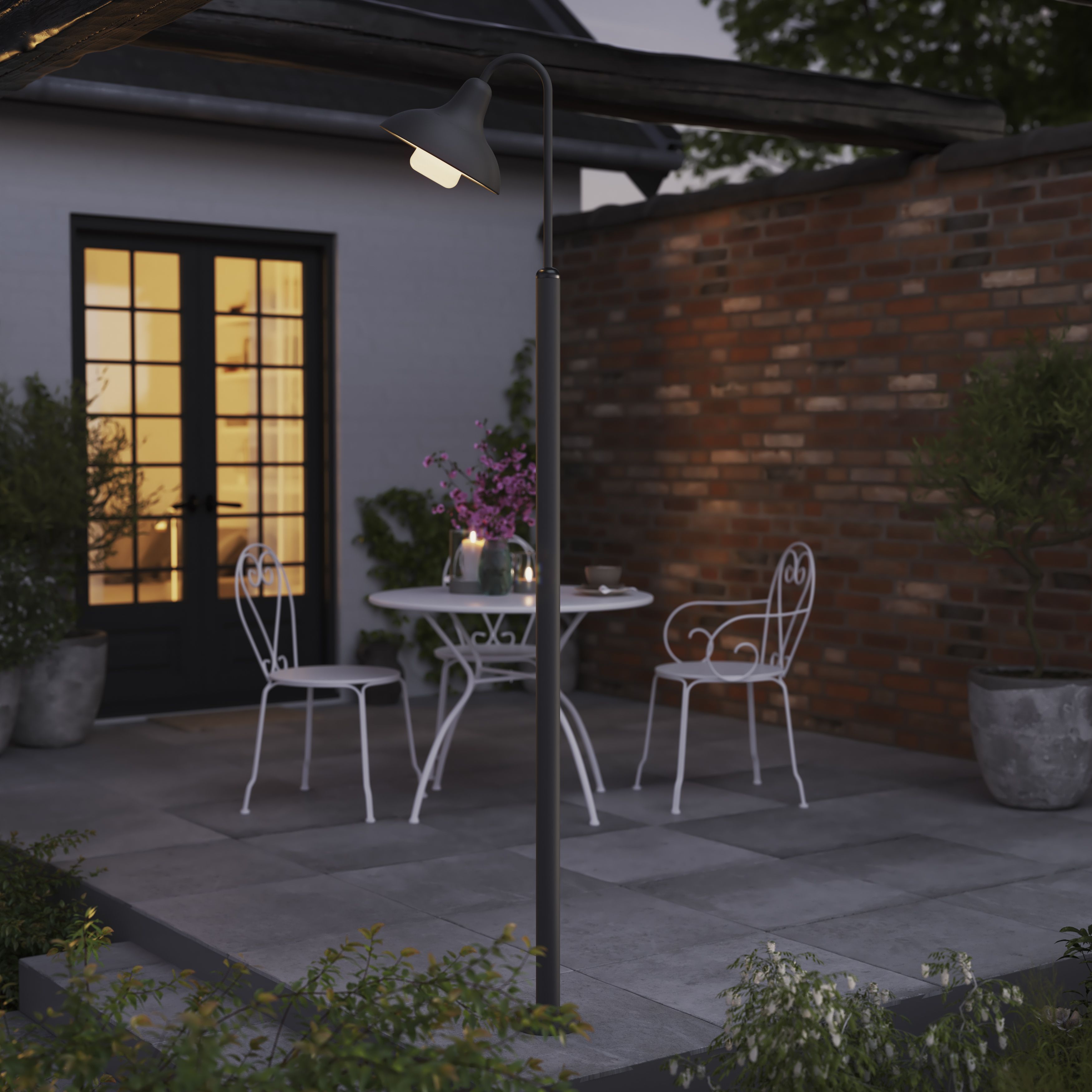 GoodHome Dark grey Mains powered 1 lamp Outdoor Lamp post H