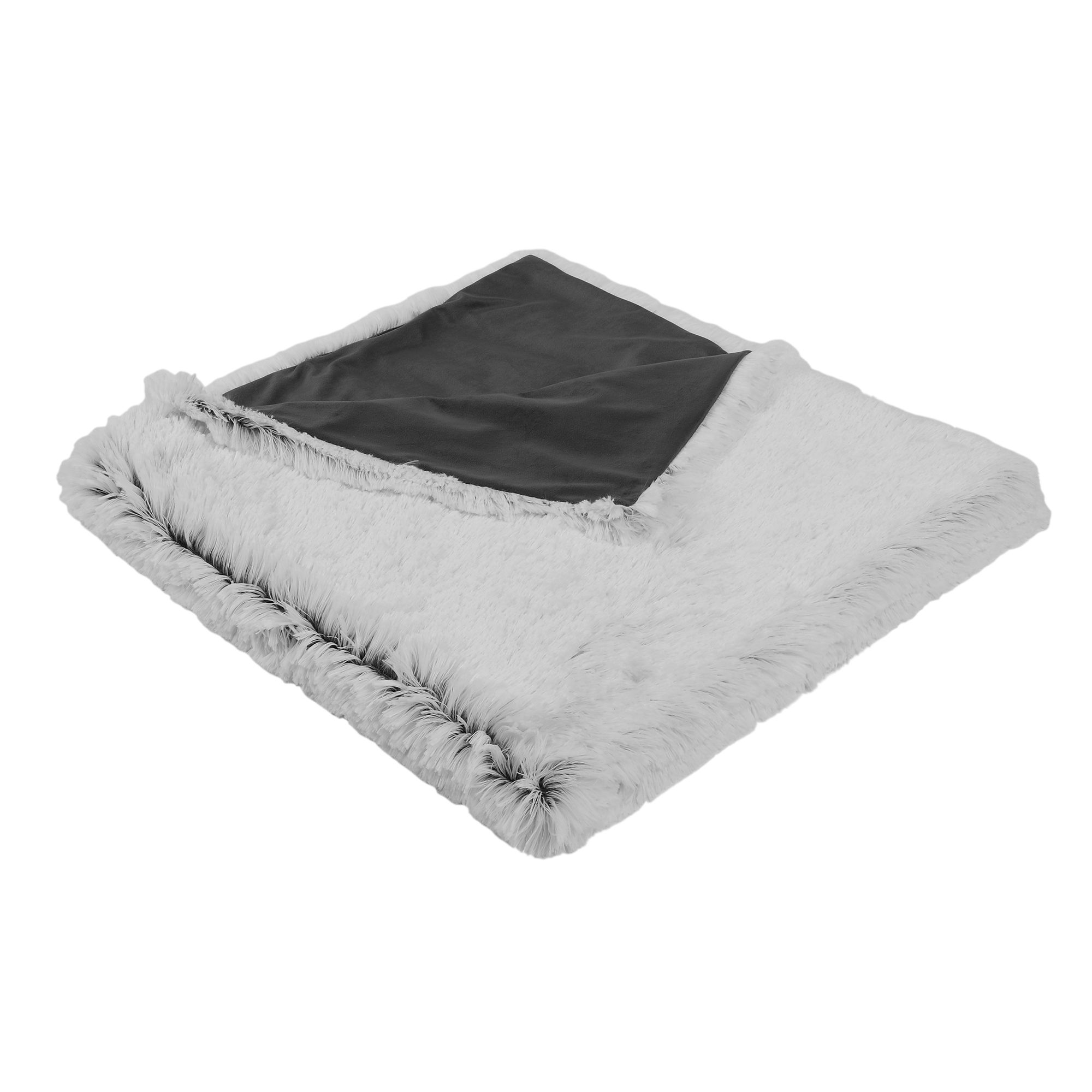 GoodHome Dark grey Plain Faux fur Throw