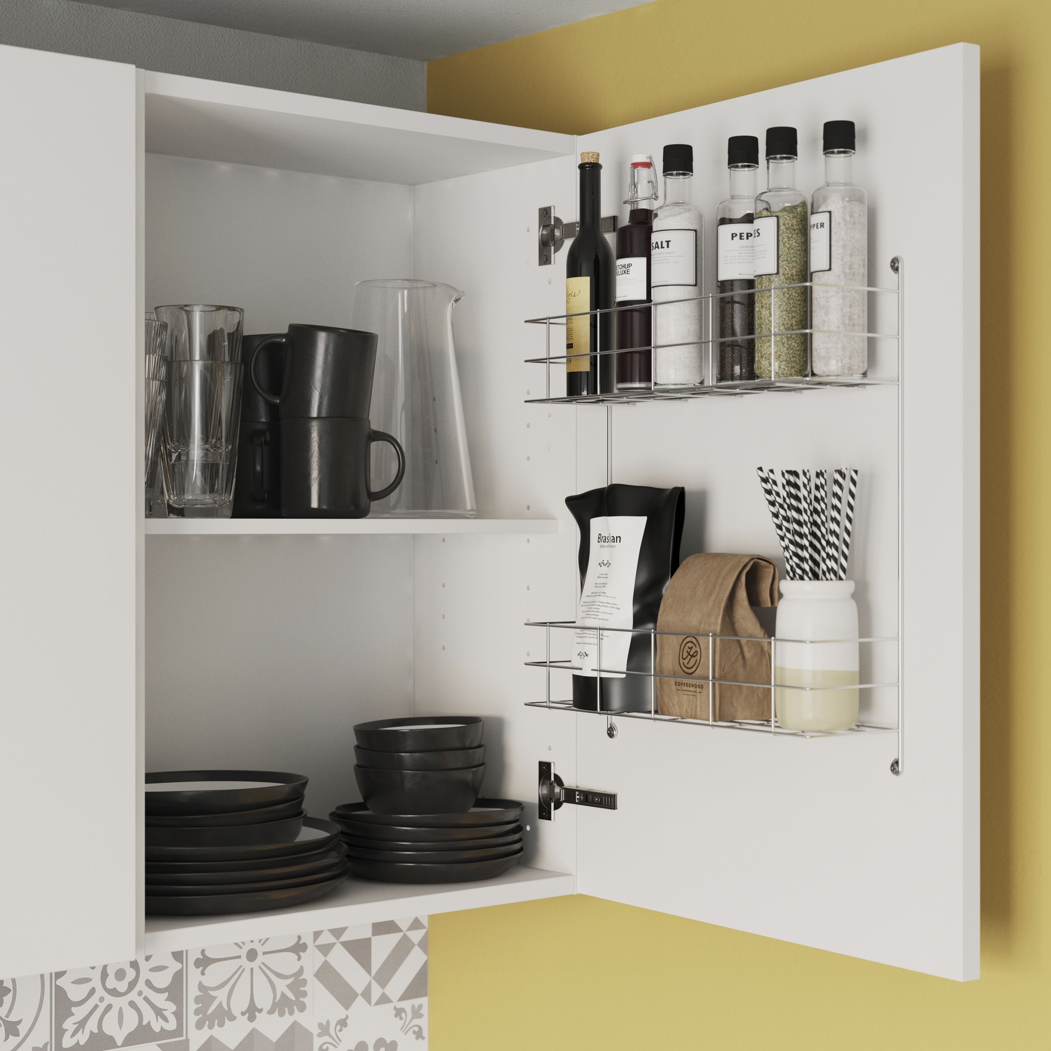 GoodHome Datil 2 tier Anthracite Steel Shelving (L)380mm (D)95mm